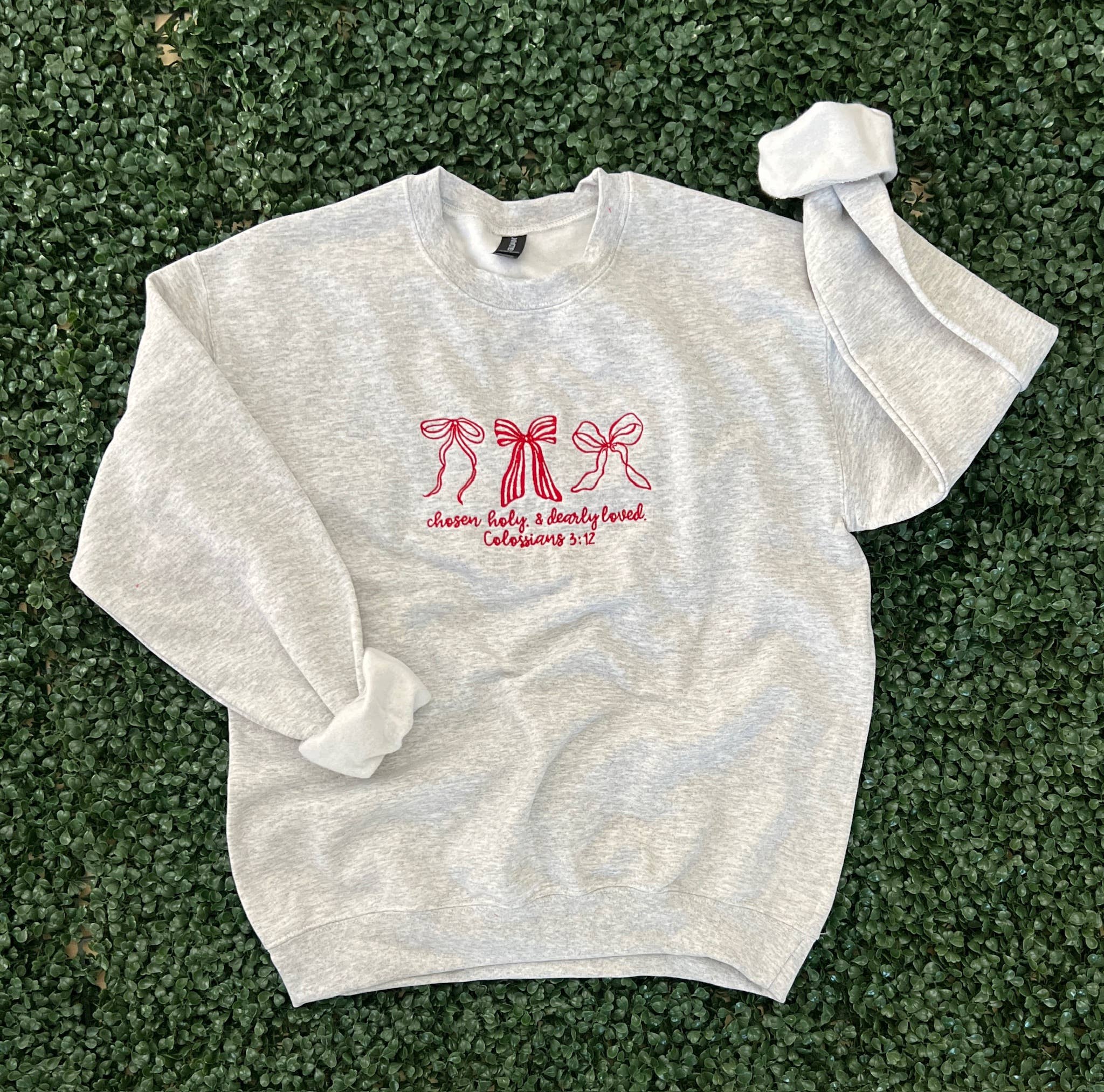 Embroidered: Chosen, Holy, and Dearly Loved On Ash - Adult & Kids T-Shirts, Sweatshirts & Hoodies apparel design preview 1