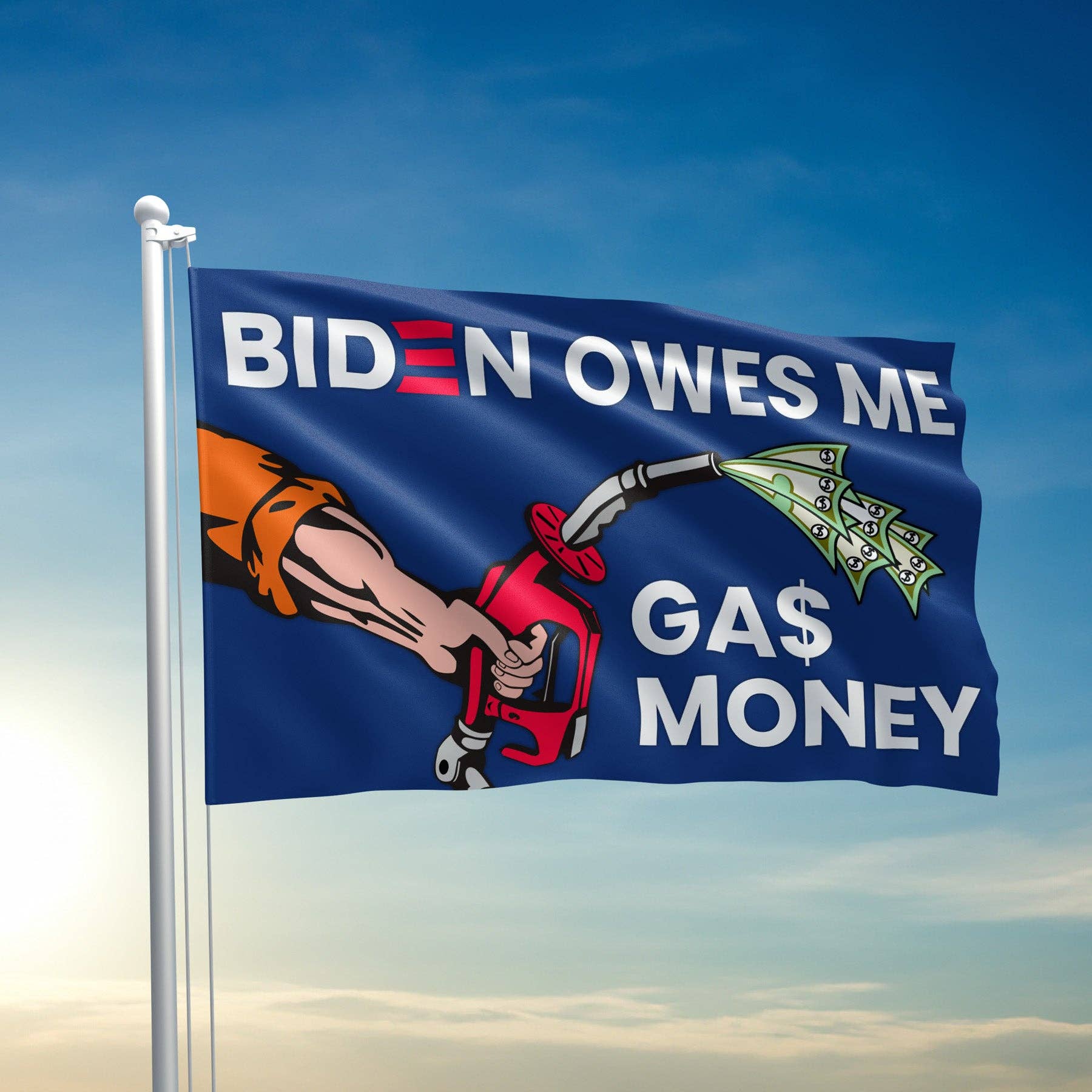 Biden Owes Me Gas Money Flag - Adult & Kids T-Shirts, Sweatshirts & Hoodies apparel design preview 1