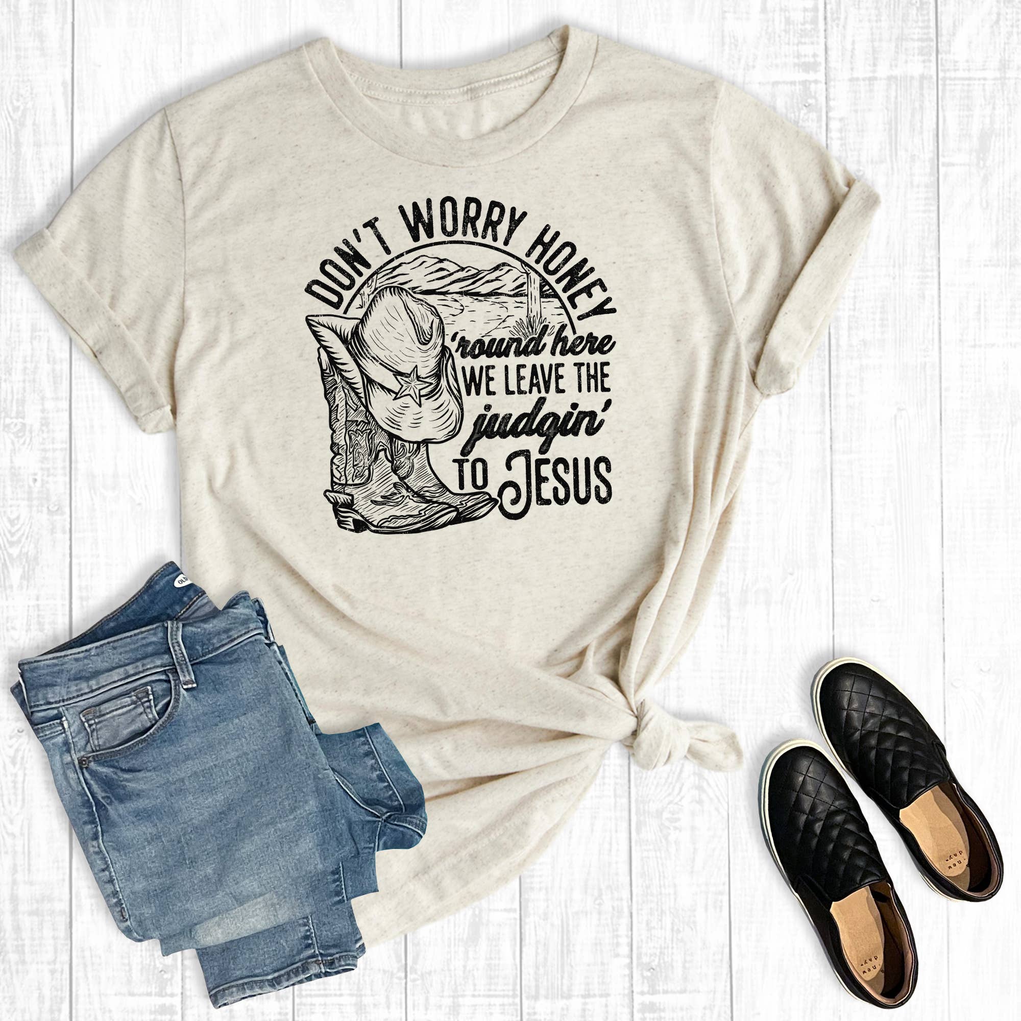 Western Faith Judging To Jesus Graphic - Adult & Kids T-Shirts, Sweatshirts & Hoodies apparel design preview 1