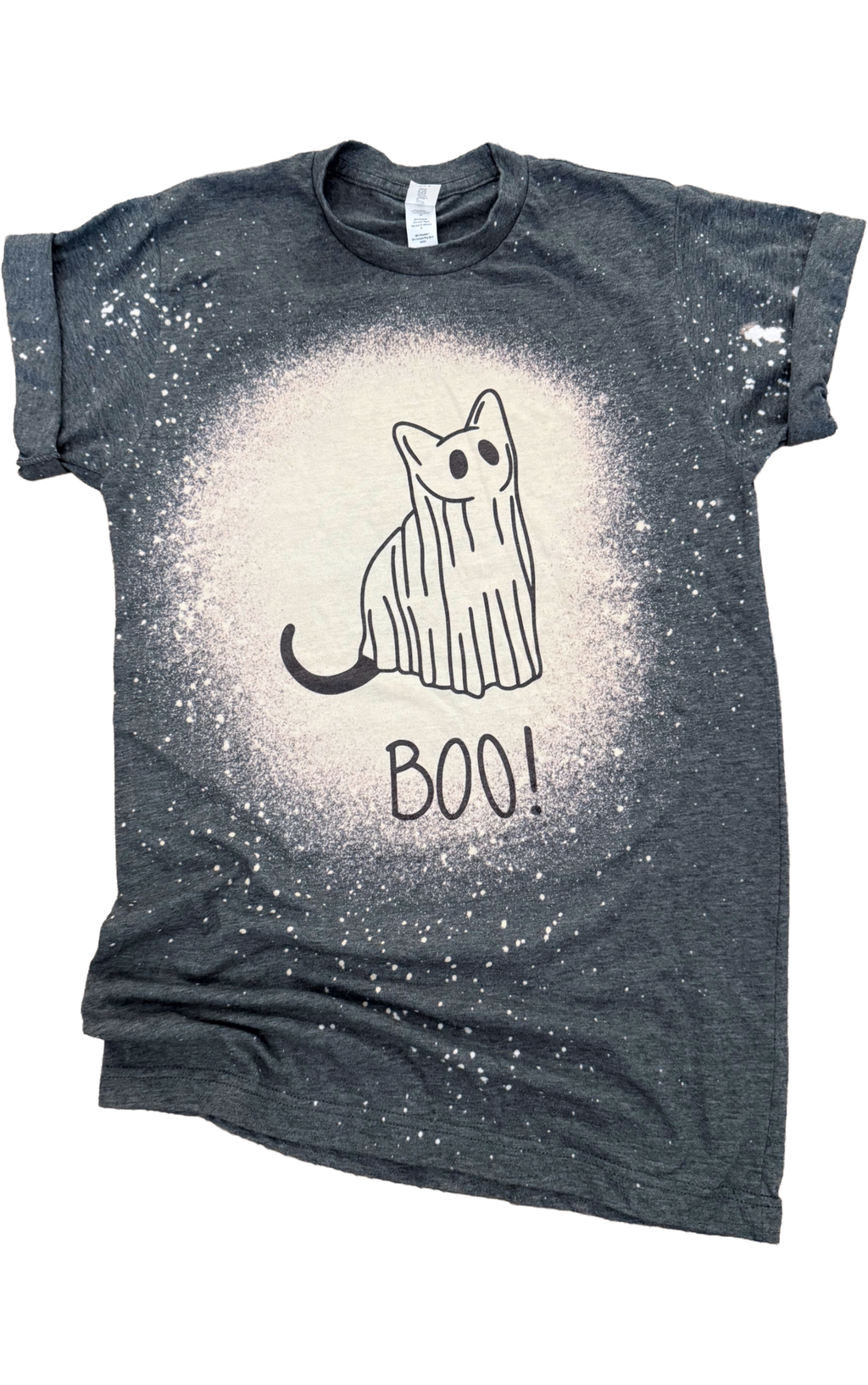 Ghost Kitty Boo Bleached - Adult & Kids T-Shirts, Sweatshirts & Hoodies apparel design preview 1