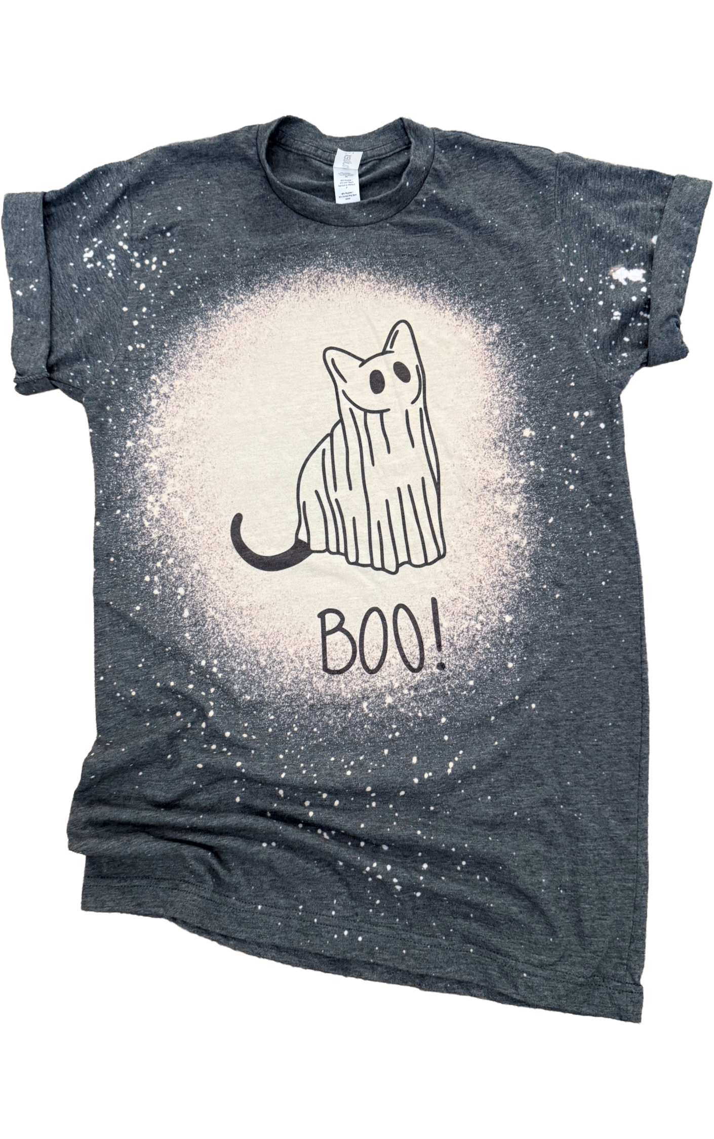 Ghost Kitty Boo Bleached - Adult & Kids T-Shirts, Sweatshirts & Hoodies apparel design preview 1