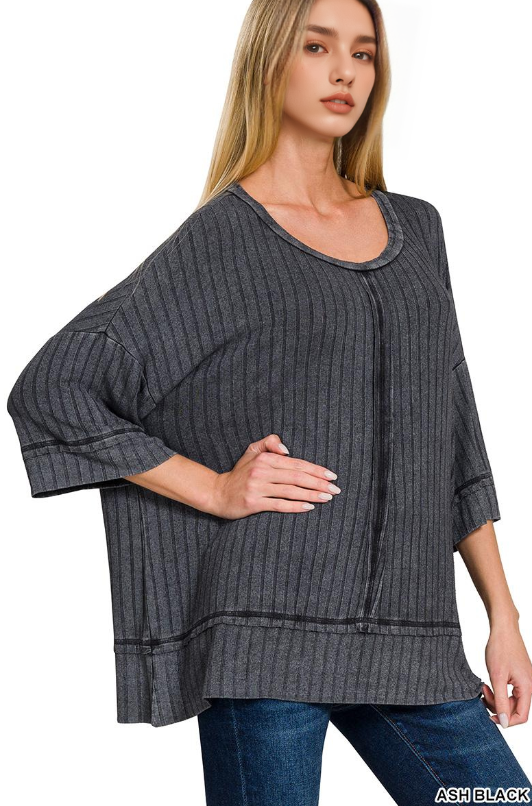 0628 Ribbed Drop Shoulder Half Sleeve Boat Neck Top - Adult & Kids T-Shirts, Sweatshirts & Hoodies apparel design preview 1