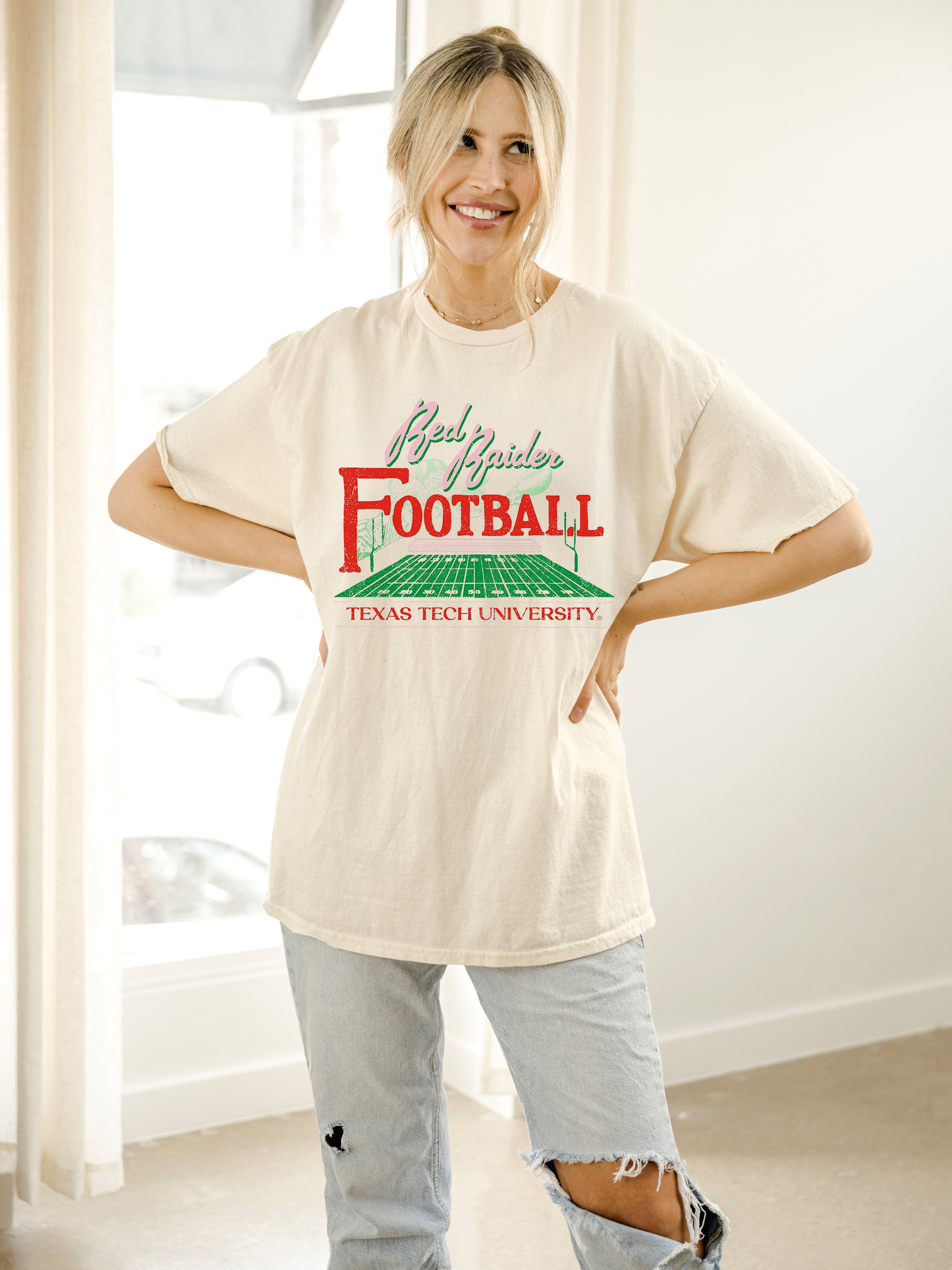 Texas Tech Red Raiders Football Field Off White - Adult & Kids T-Shirts, Sweatshirts & Hoodies apparel design preview 1
