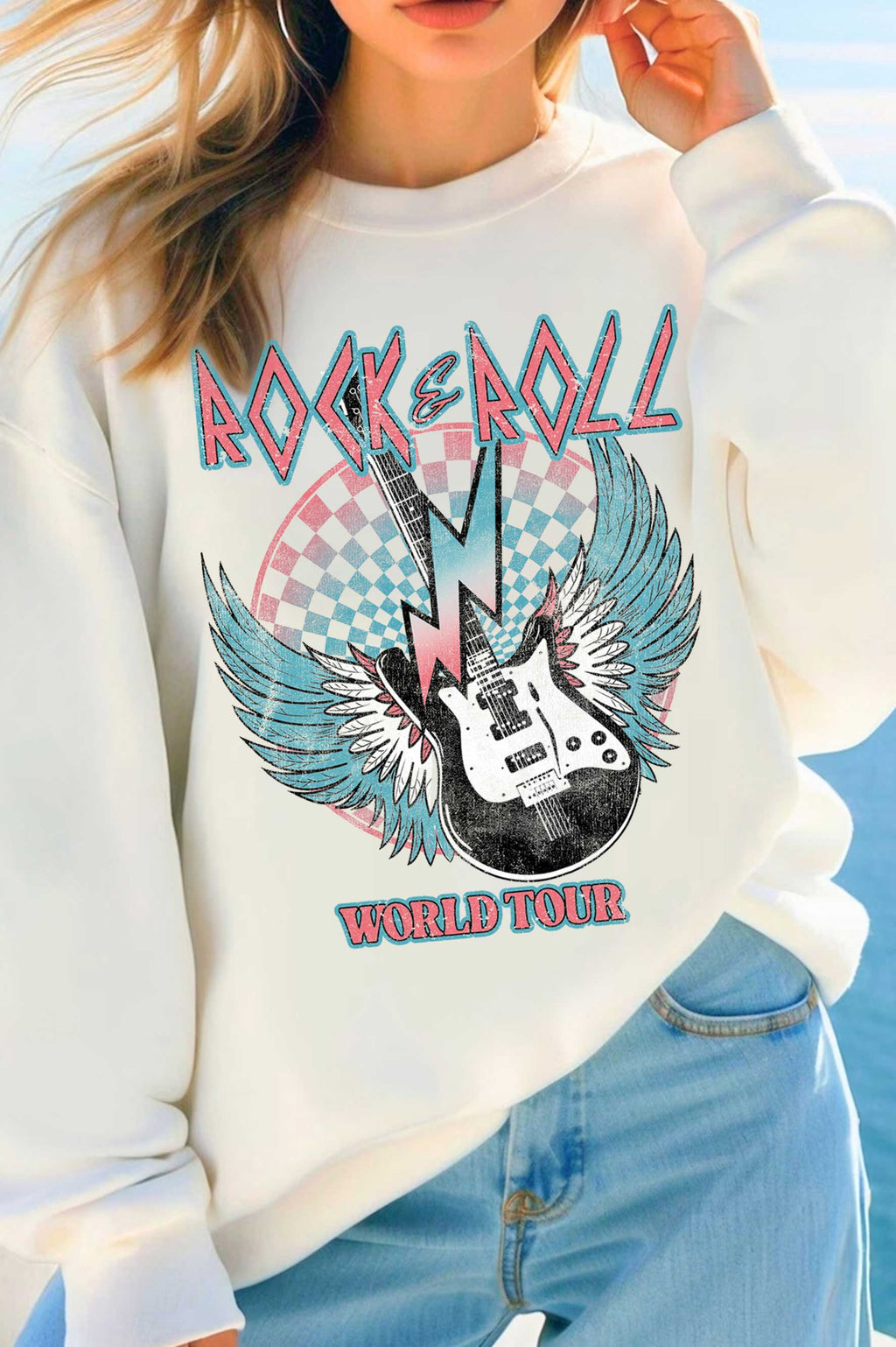 Rock and Roll World Tour Graphic Brushed - Adult & Kids T-Shirts, Sweatshirts & Hoodies apparel design preview 1
