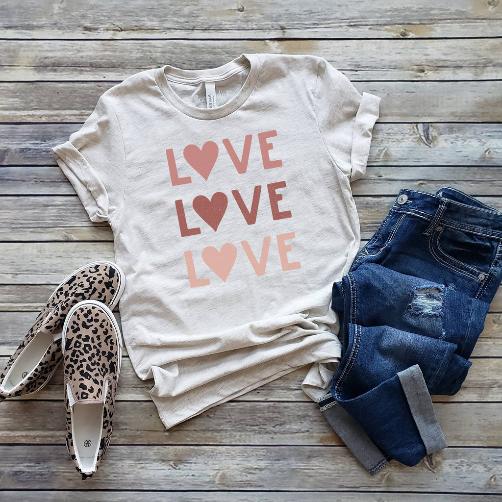 Love x3 Valentine's Day Sizes XS-2XL - Adult & Kids T-Shirts, Sweatshirts & Hoodies apparel design preview 1