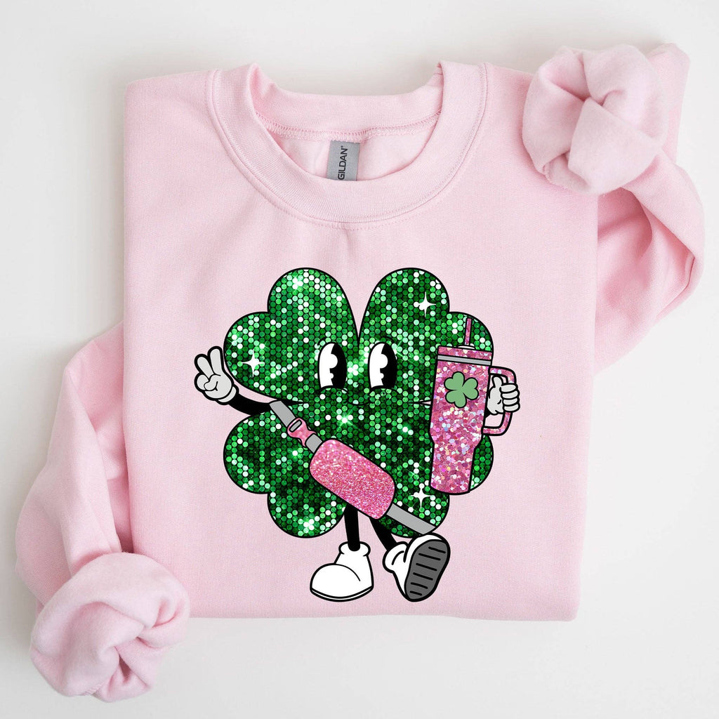 Sparkle Shamrock, Faux Glitter St Patrick's Day - Adult & Kids T-Shirts, Sweatshirts & Hoodies apparel design preview 1