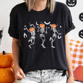Dancing Pumpkin Skeletons Halloween White Print - Adult & Kids T-Shirts, Sweatshirts & Hoodies apparel design preview 1