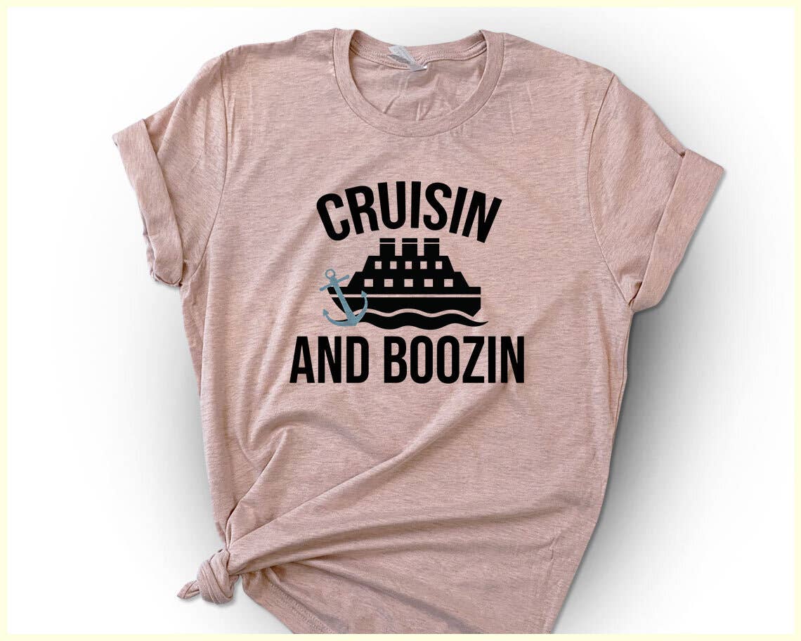 Cruisin and Boozin Funny Cruise T- - Adult & Kids T-Shirts, Sweatshirts & Hoodies apparel design preview 1