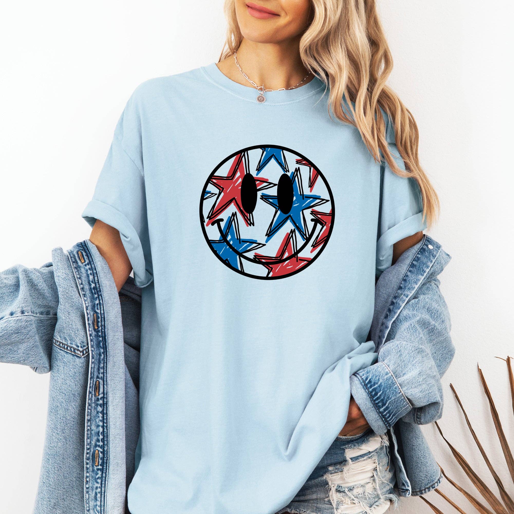 Retro Smiley, Patriotic, USA, America, 4th of July - Adult & Kids T-Shirts, Sweatshirts & Hoodies apparel design preview 1