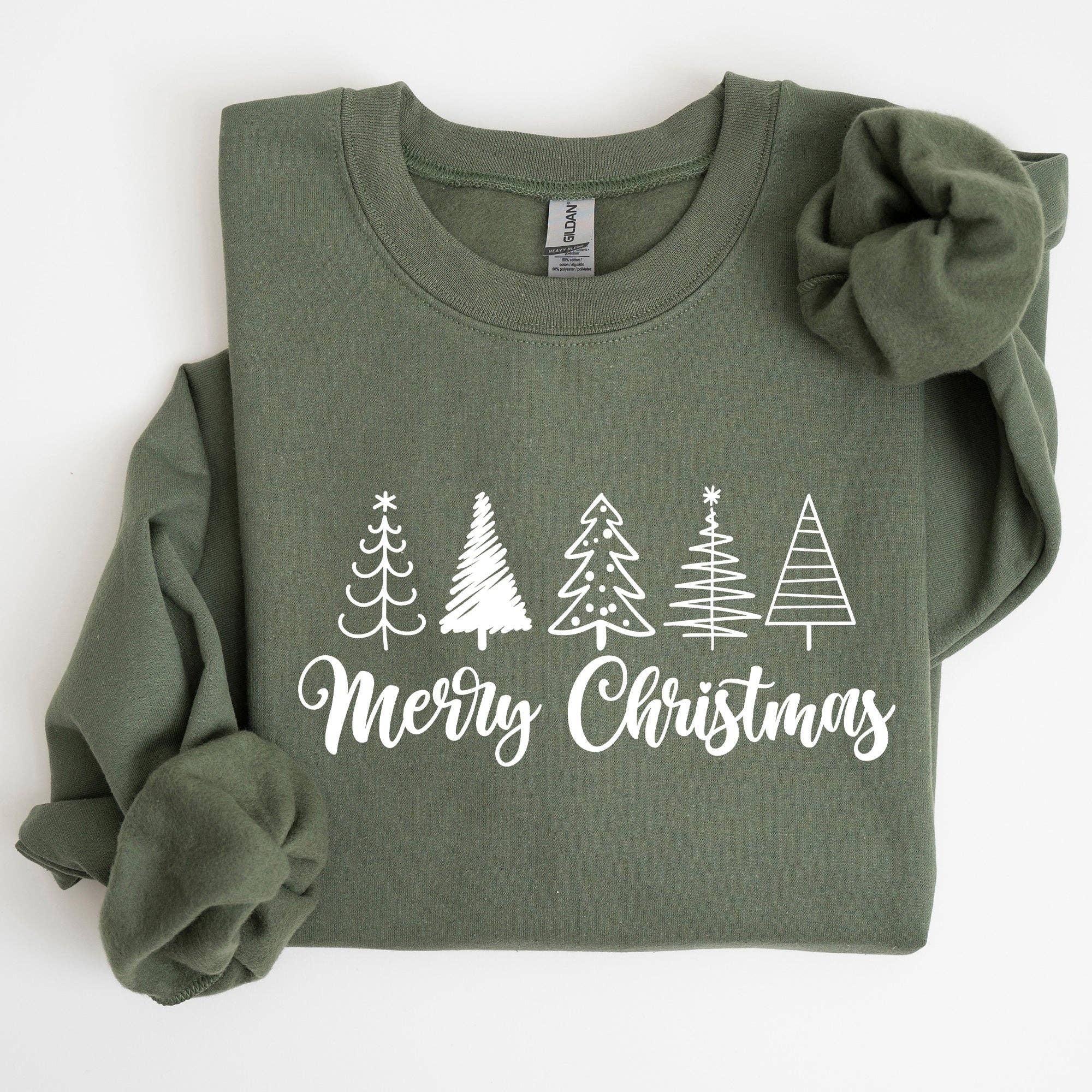 Minimalist Merry Christmas Trees, Classic, Retro, - Adult & Kids T-Shirts, Sweatshirts & Hoodies apparel design preview 1
