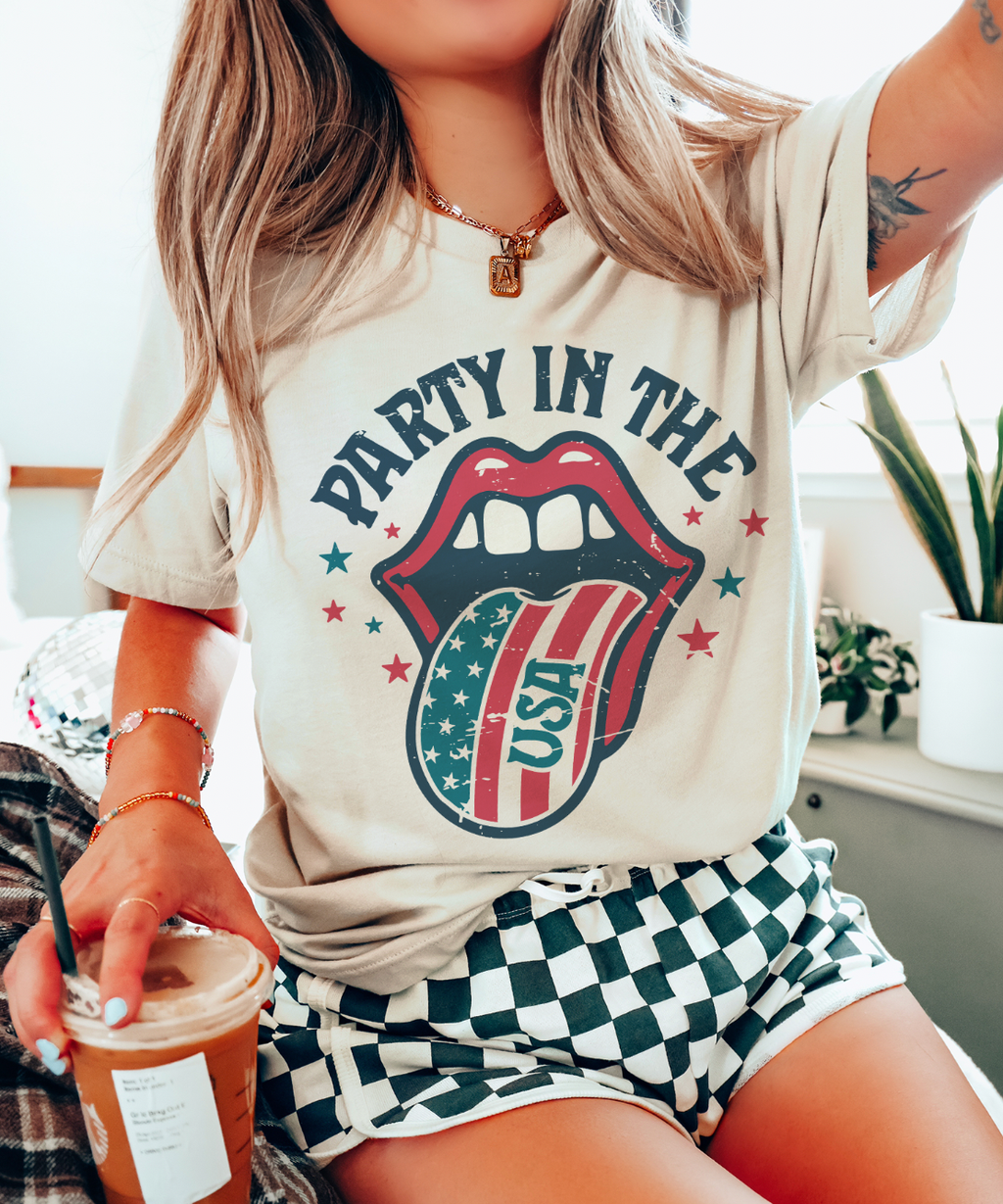 Party in the USA Cream - Adult & Kids T-Shirts, Sweatshirts & Hoodies apparel design preview 1