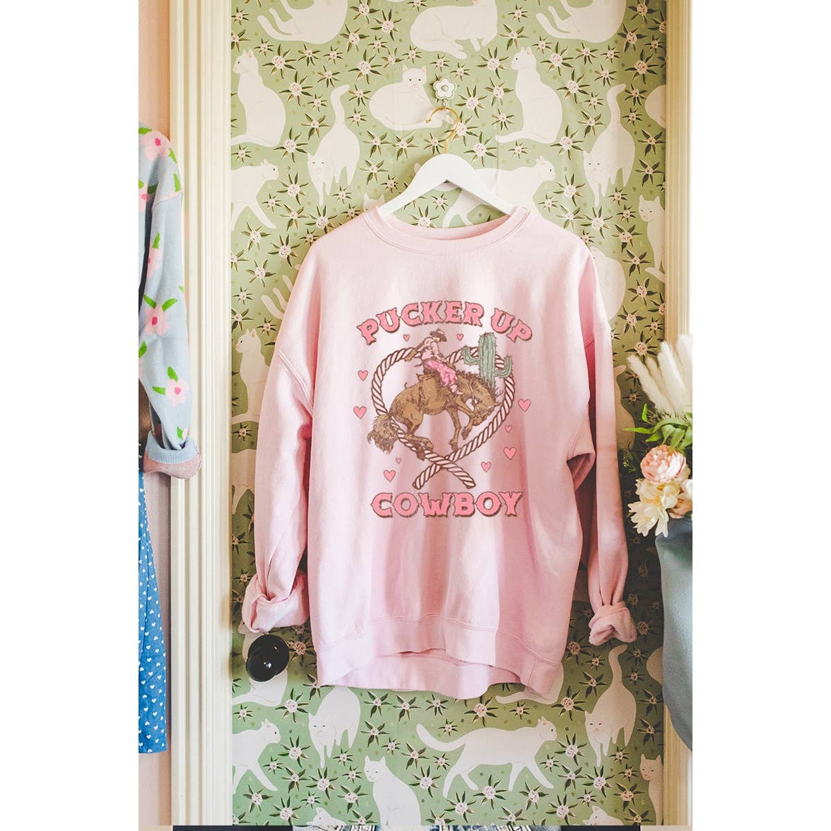 Pucker Up Cowboy Valentine Graphic - Adult & Kids T-Shirts, Sweatshirts & Hoodies apparel design preview 1