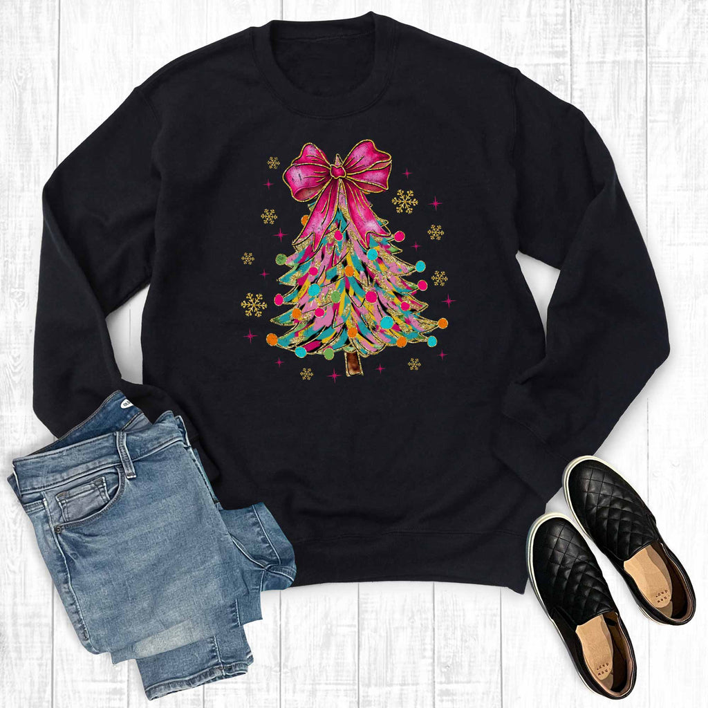 Retro Colorful Christmas Tree Graphic - Adult & Kids T-Shirts, Sweatshirts & Hoodies apparel design preview 1