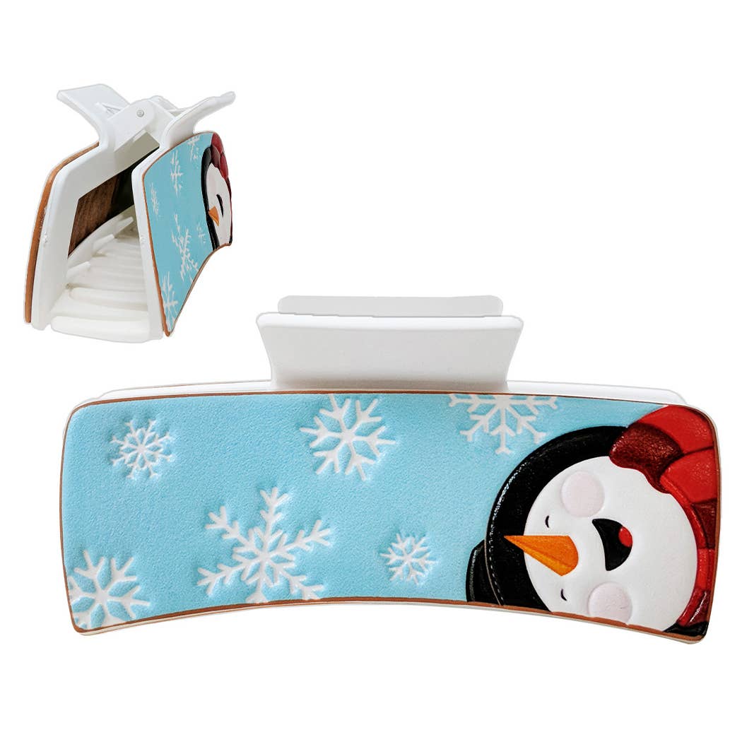 Snowman Snowflake Print Leather Hair Claw - Adult & Kids T-Shirts, Sweatshirts & Hoodies apparel design preview 1