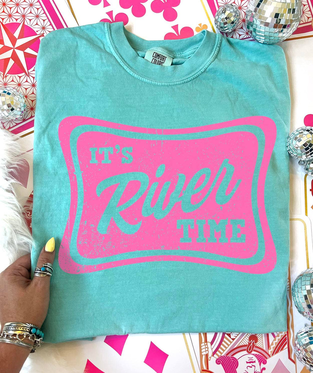 It's River Time Comfort Color Chalky Mint Pink - Adult & Kids T-Shirts, Sweatshirts & Hoodies apparel design preview 1
