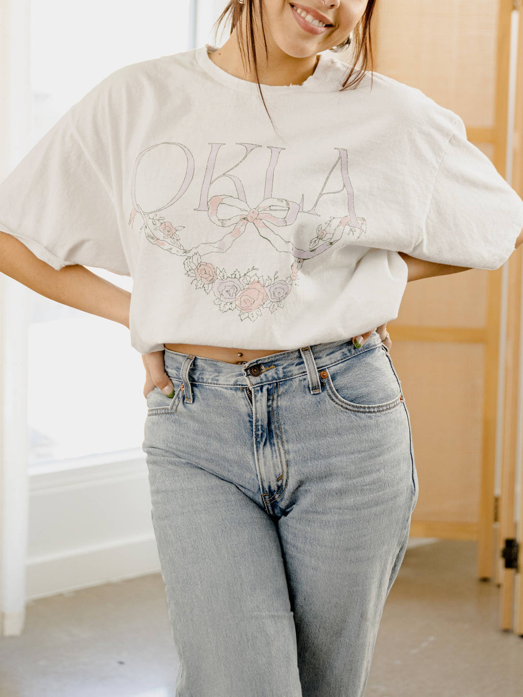Okla Swag White Thrifted Graphic - Adult & Kids T-Shirts, Sweatshirts & Hoodies apparel design preview 1