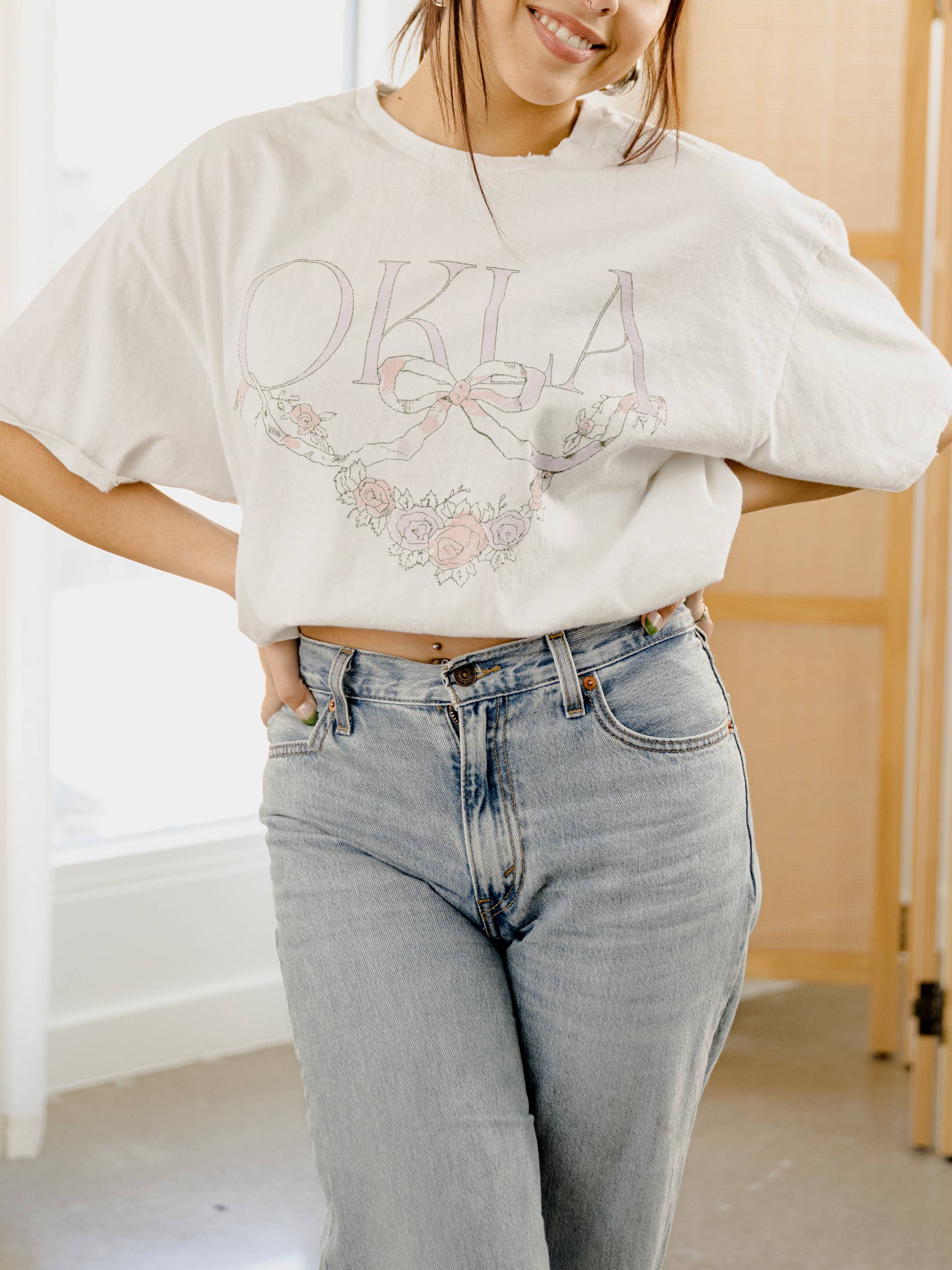 Okla Swag White Thrifted Graphic - Adult & Kids T-Shirts, Sweatshirts & Hoodies apparel design preview 1