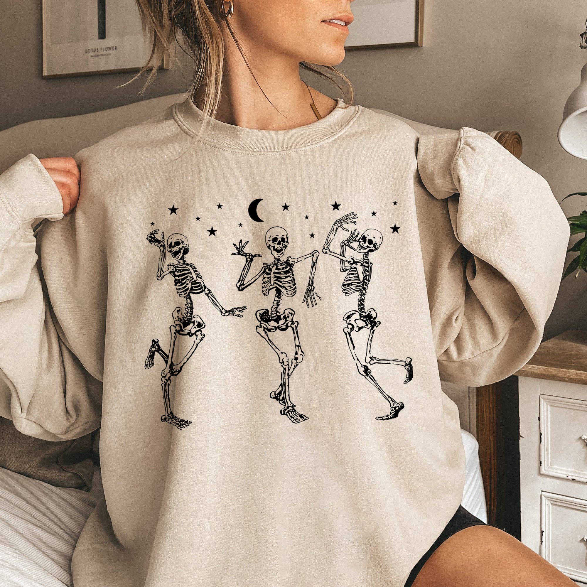 Dancing Skeletons Moon Halloween - Adult & Kids T-Shirts, Sweatshirts & Hoodies apparel design preview 1