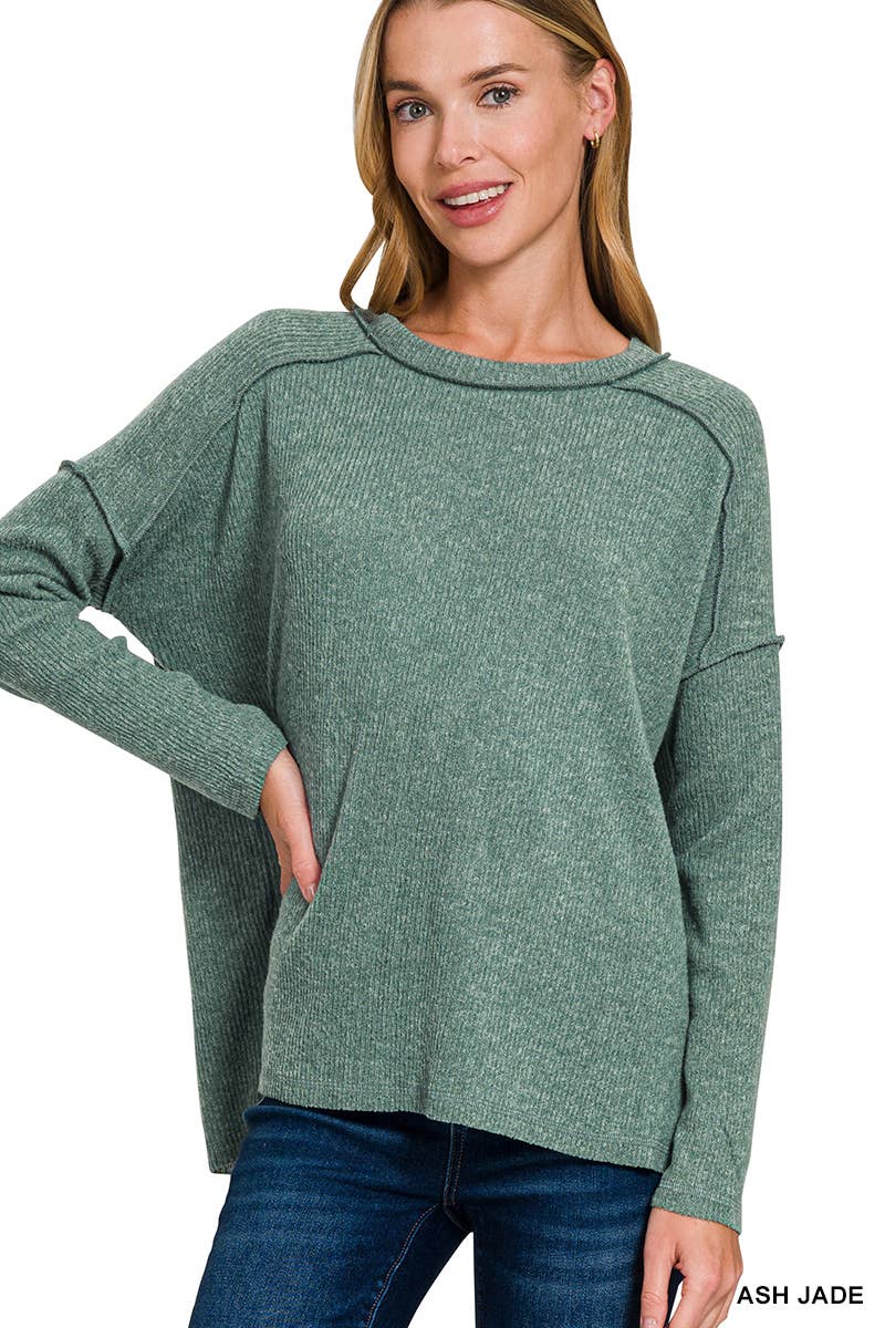 1230 Brushed Ribbed Hacci Hi Low Sweater SI-27161 - Adult & Kids T-Shirts, Sweatshirts & Hoodies apparel design preview 1
