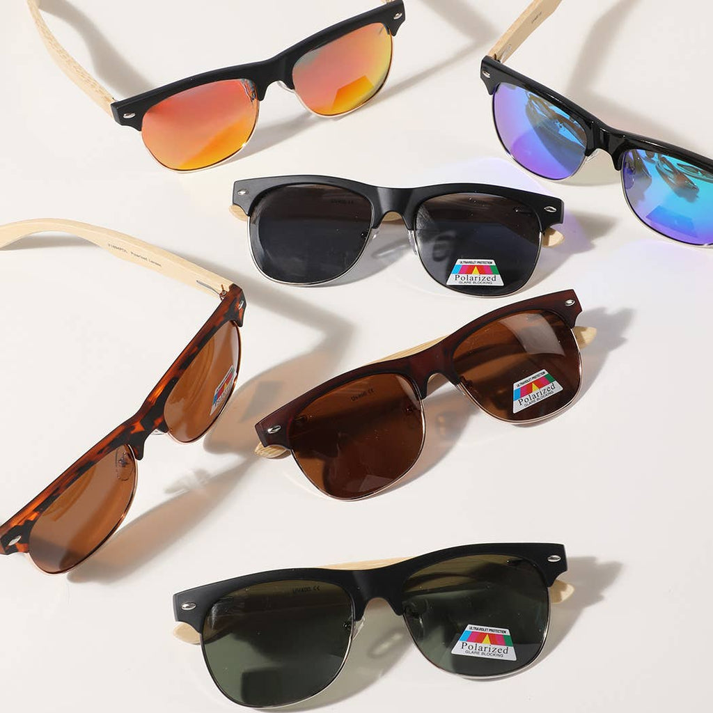 Polarized Lenses Stylish Bamboo Legs Sunglasses - Adult & Kids T-Shirts, Sweatshirts & Hoodies apparel design preview 1