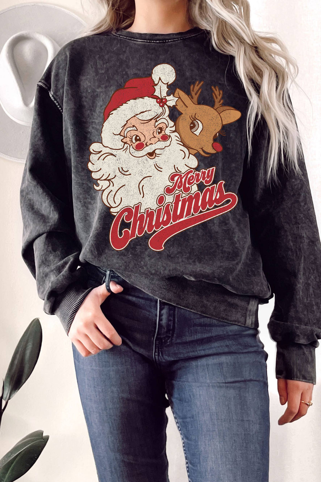 Santa and Rudolph Mineral Graphix Terry - Adult & Kids T-Shirts, Sweatshirts & Hoodies apparel design preview 1