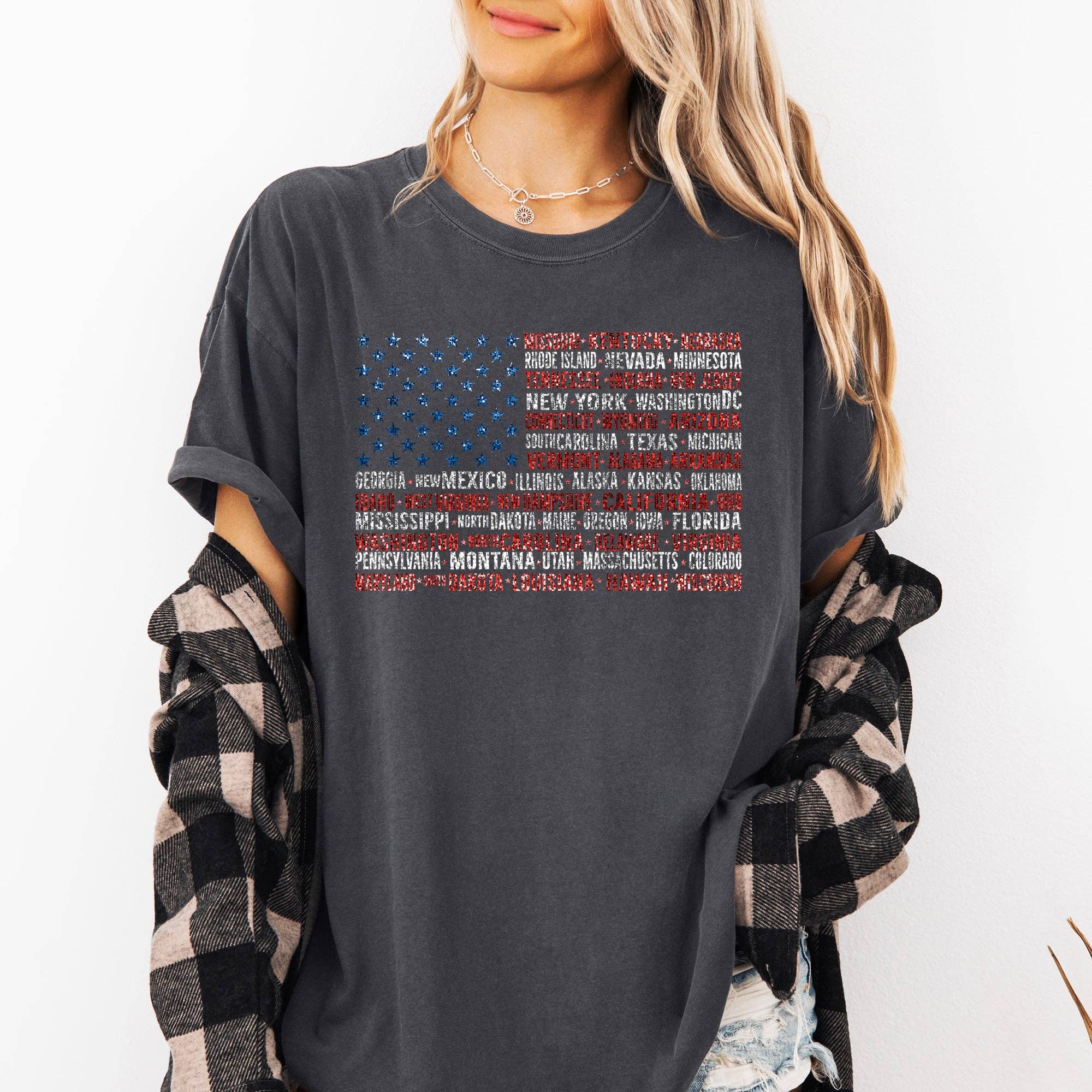 American Flag, States, USA, Patriotic 4th of July - Adult & Kids T-Shirts, Sweatshirts & Hoodies apparel design preview 1