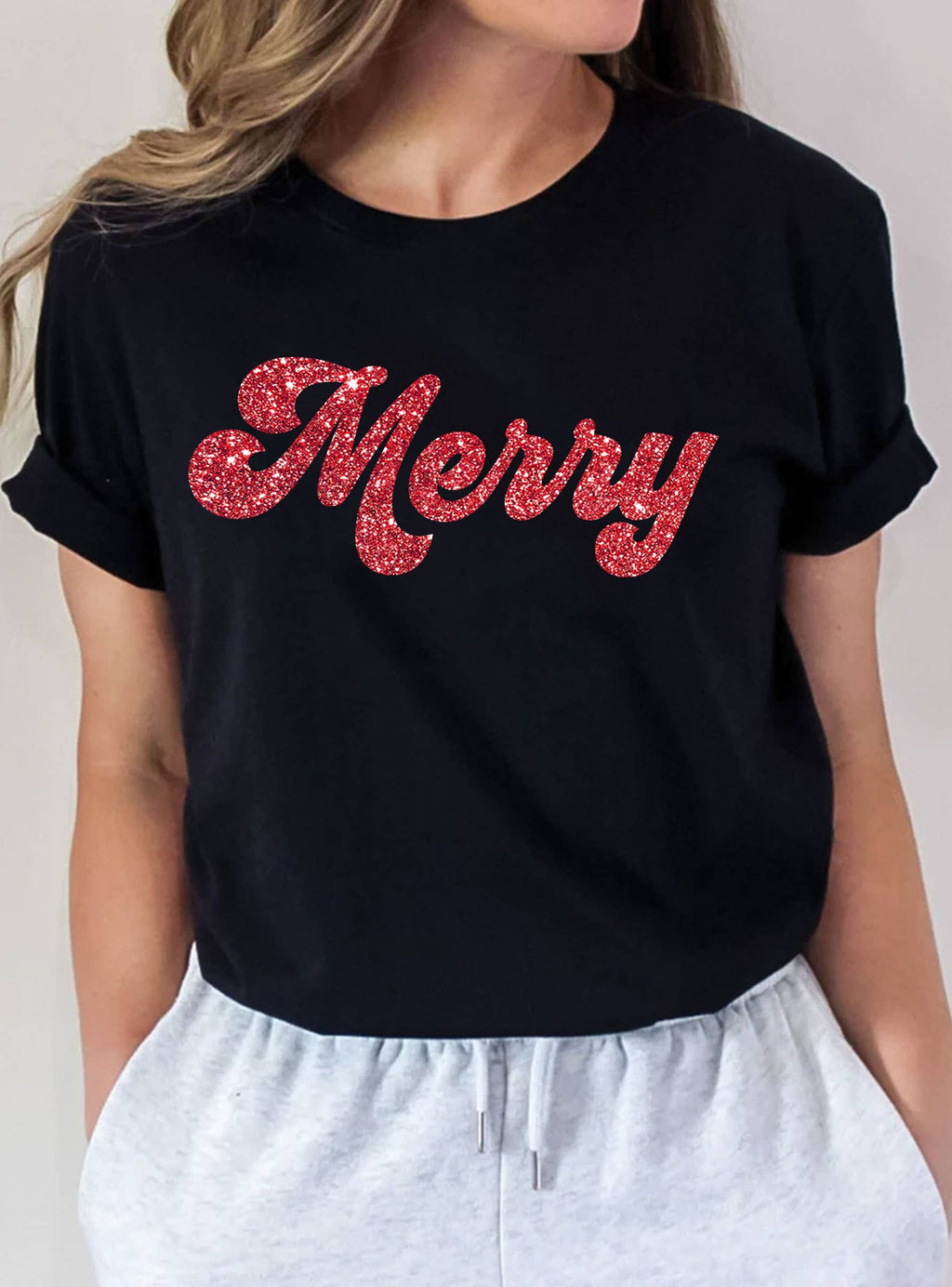 Merry Glitter Print Graphic - Adult & Kids T-Shirts, Sweatshirts & Hoodies apparel design preview 1