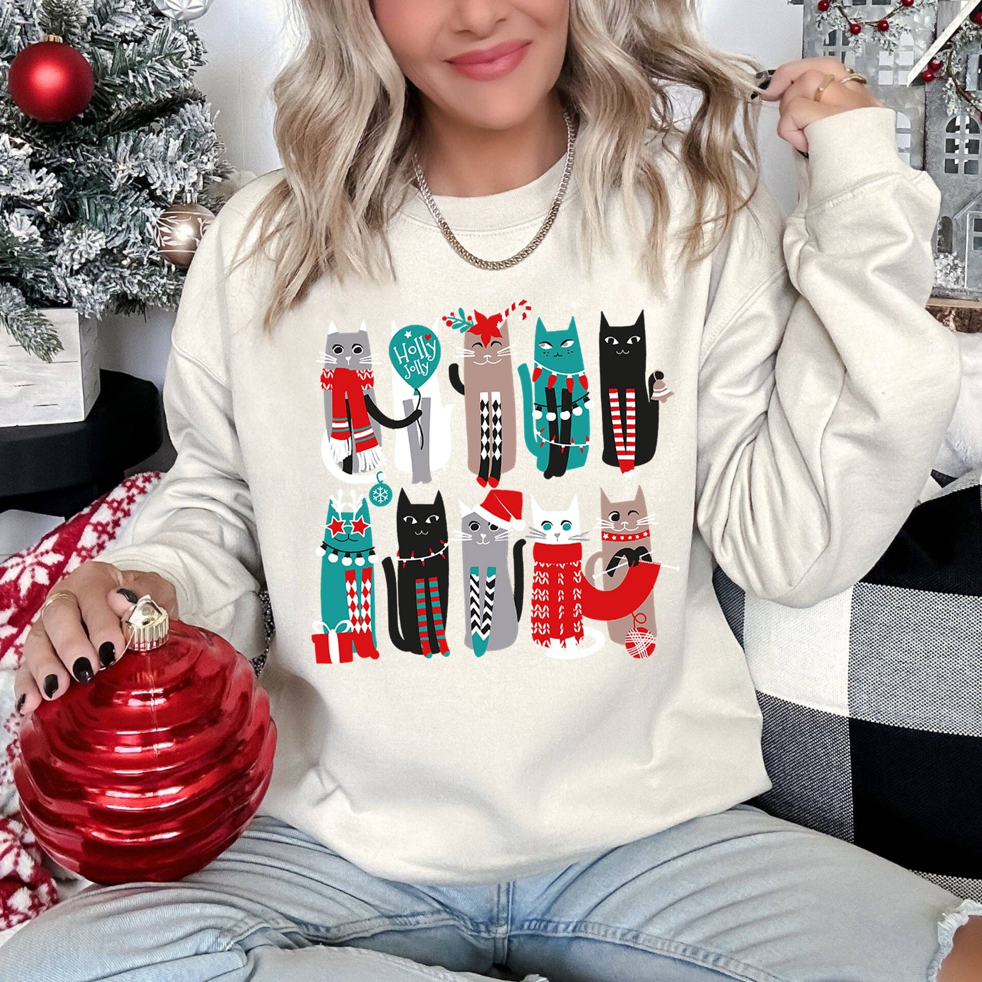 Christmas Cats Cute - Adult & Kids T-Shirts, Sweatshirts & Hoodies apparel design preview 1