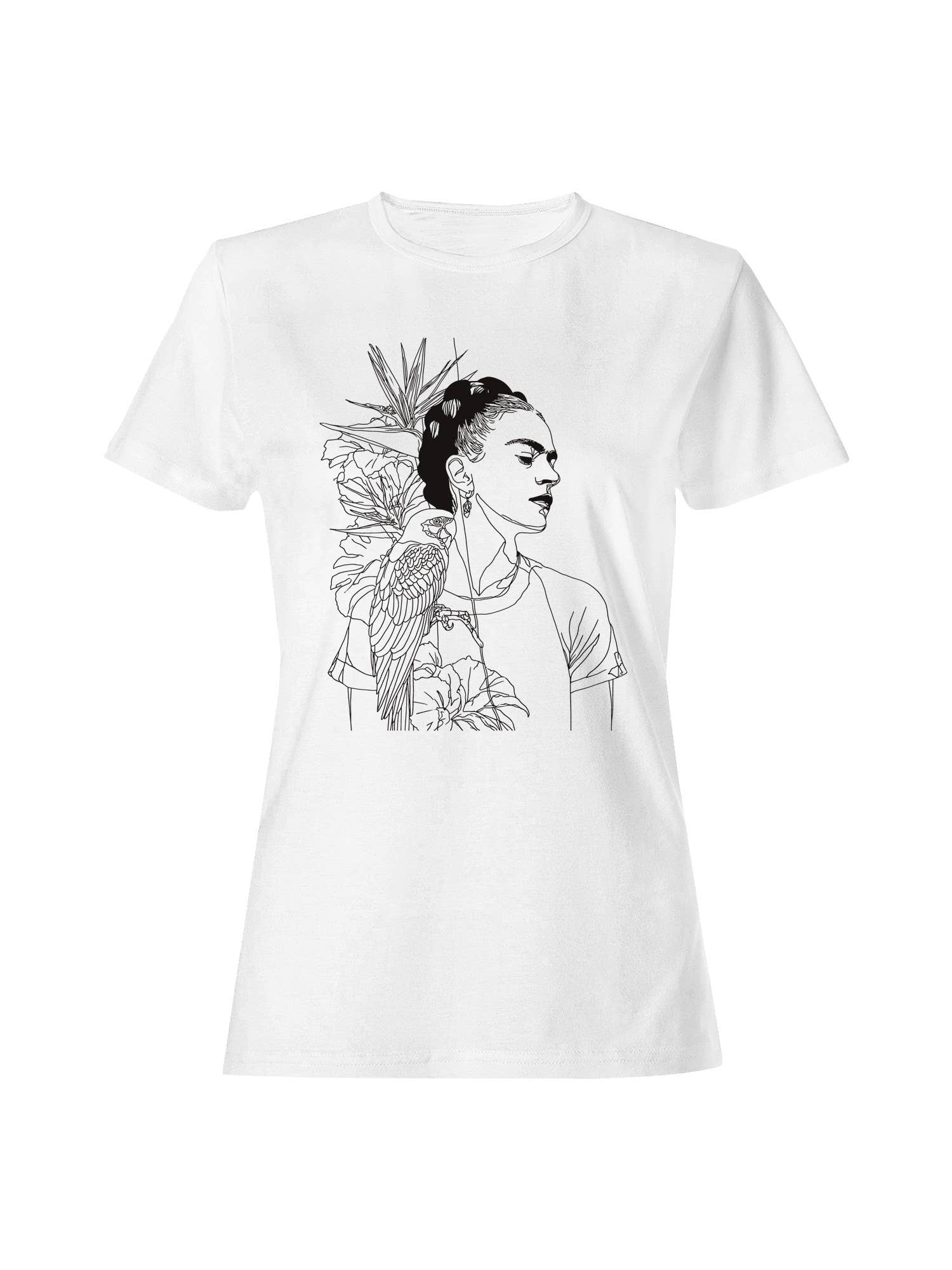 Artistic Woman with Parrot and Leaves Women's - Adult & Kids T-Shirts, Sweatshirts & Hoodies apparel design preview 1
