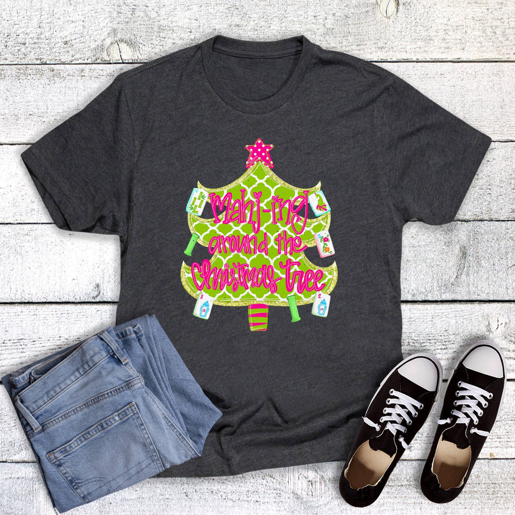 Christmas Mahj-Ing Around Tree Mahjong Graphic - Adult & Kids T-Shirts, Sweatshirts & Hoodies apparel design preview 1