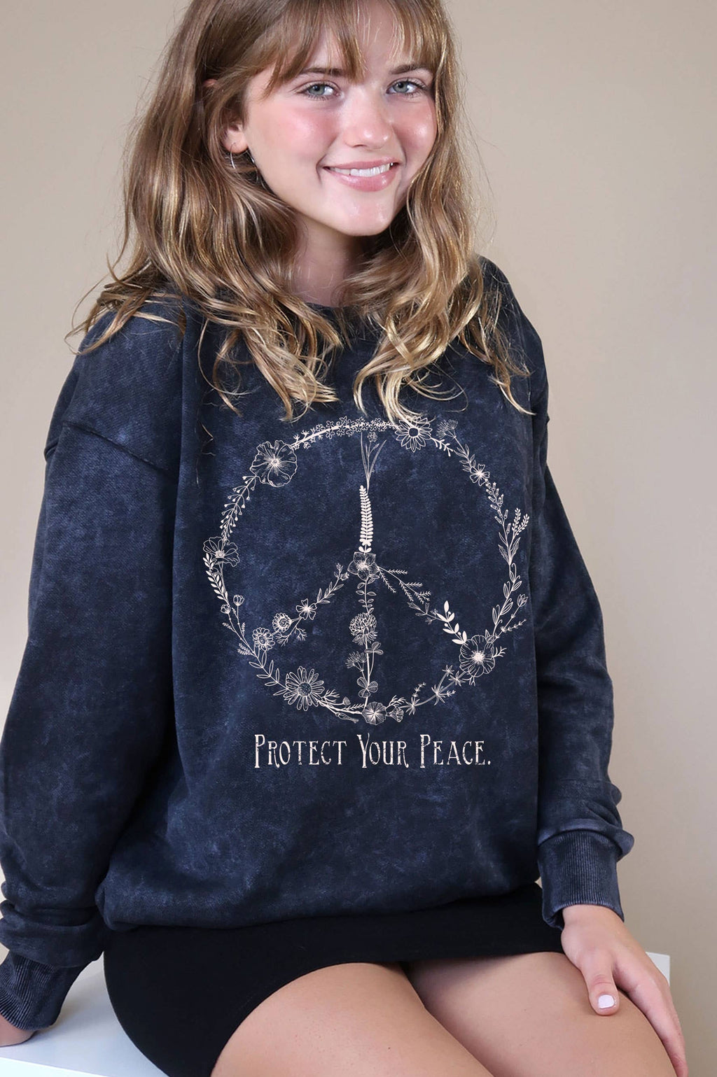 Peace Floral Graphic Mineral Brushed - Adult & Kids T-Shirts, Sweatshirts & Hoodies apparel design preview 1
