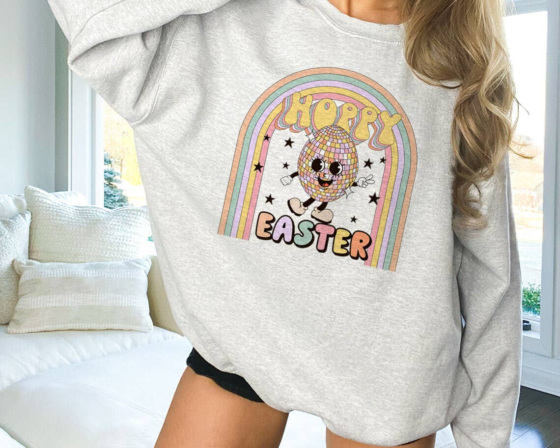 Hoppy Easter Disco Egg Cute Retro - Adult & Kids T-Shirts, Sweatshirts & Hoodies apparel design preview 1