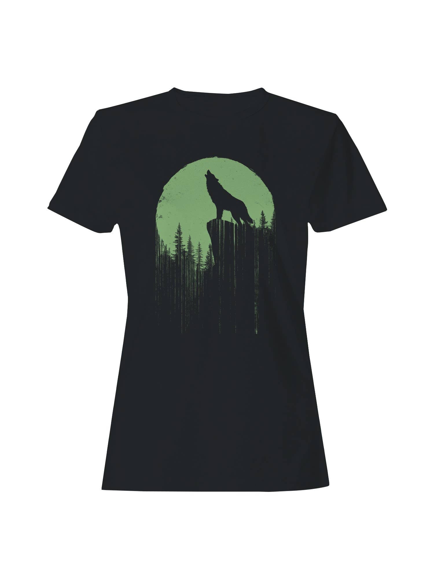 Moonlit Howling Wolf Silhouette Women's - Adult & Kids T-Shirts, Sweatshirts & Hoodies apparel design preview 1