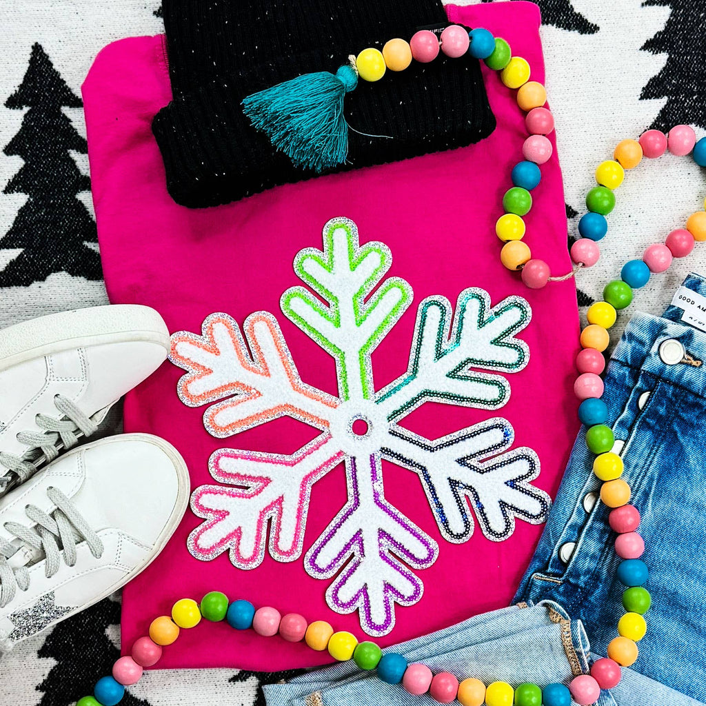 Multi-Colored Chenille/Sequin Snowflake Patch - Adult & Kids T-Shirts, Sweatshirts & Hoodies apparel design preview 1