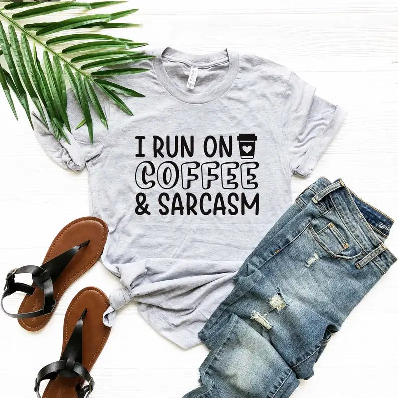 I Run On Coffee and Sarcasm - Adult & Kids T-Shirts, Sweatshirts & Hoodies apparel design preview 1