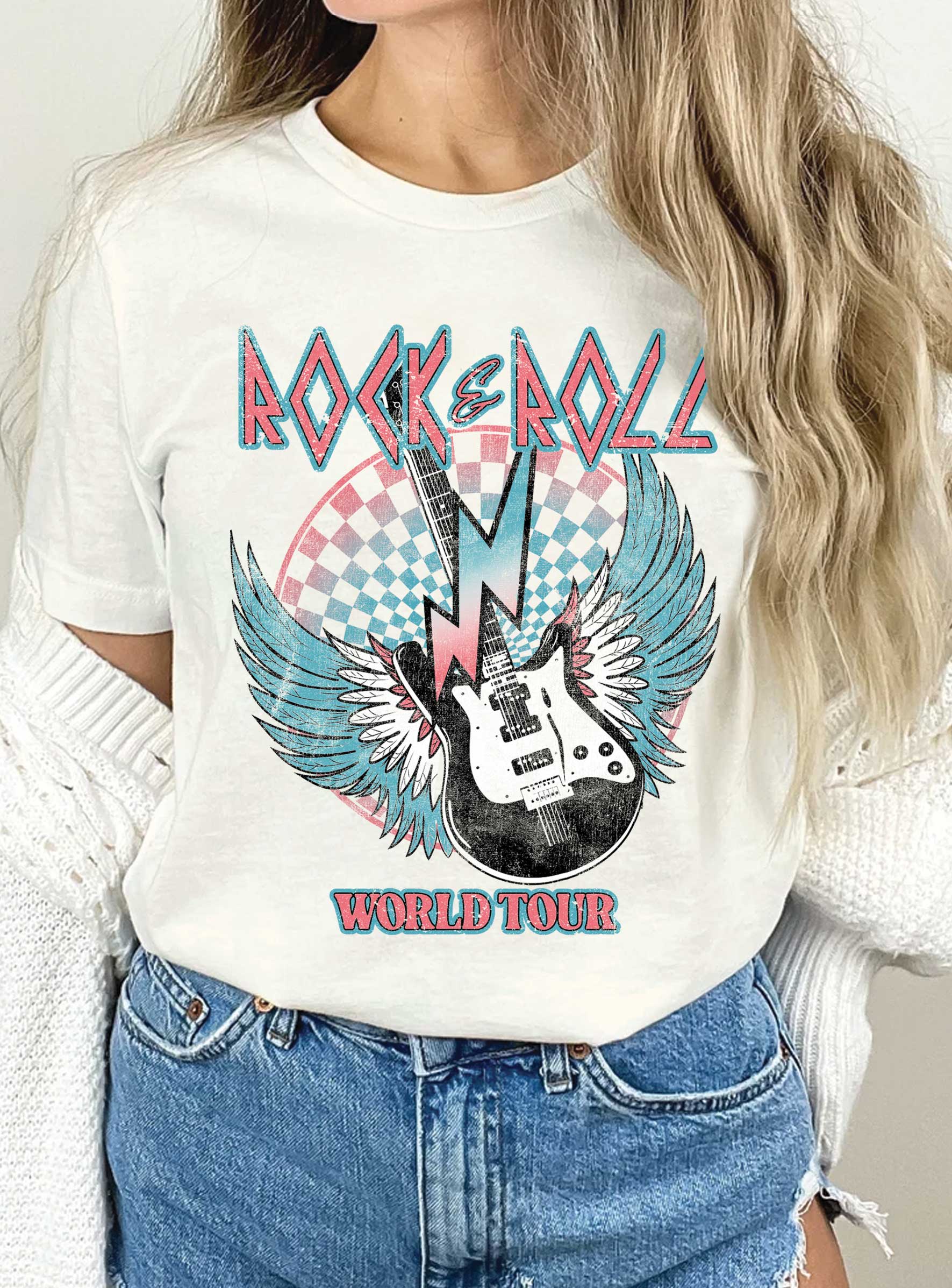 Rock and Roll World Tour Graphic - Adult & Kids T-Shirts, Sweatshirts & Hoodies apparel design preview 1