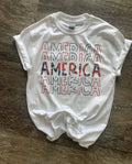 America Stacked Letters On White - Adult & Kids T-Shirts, Sweatshirts & Hoodies apparel design preview 1