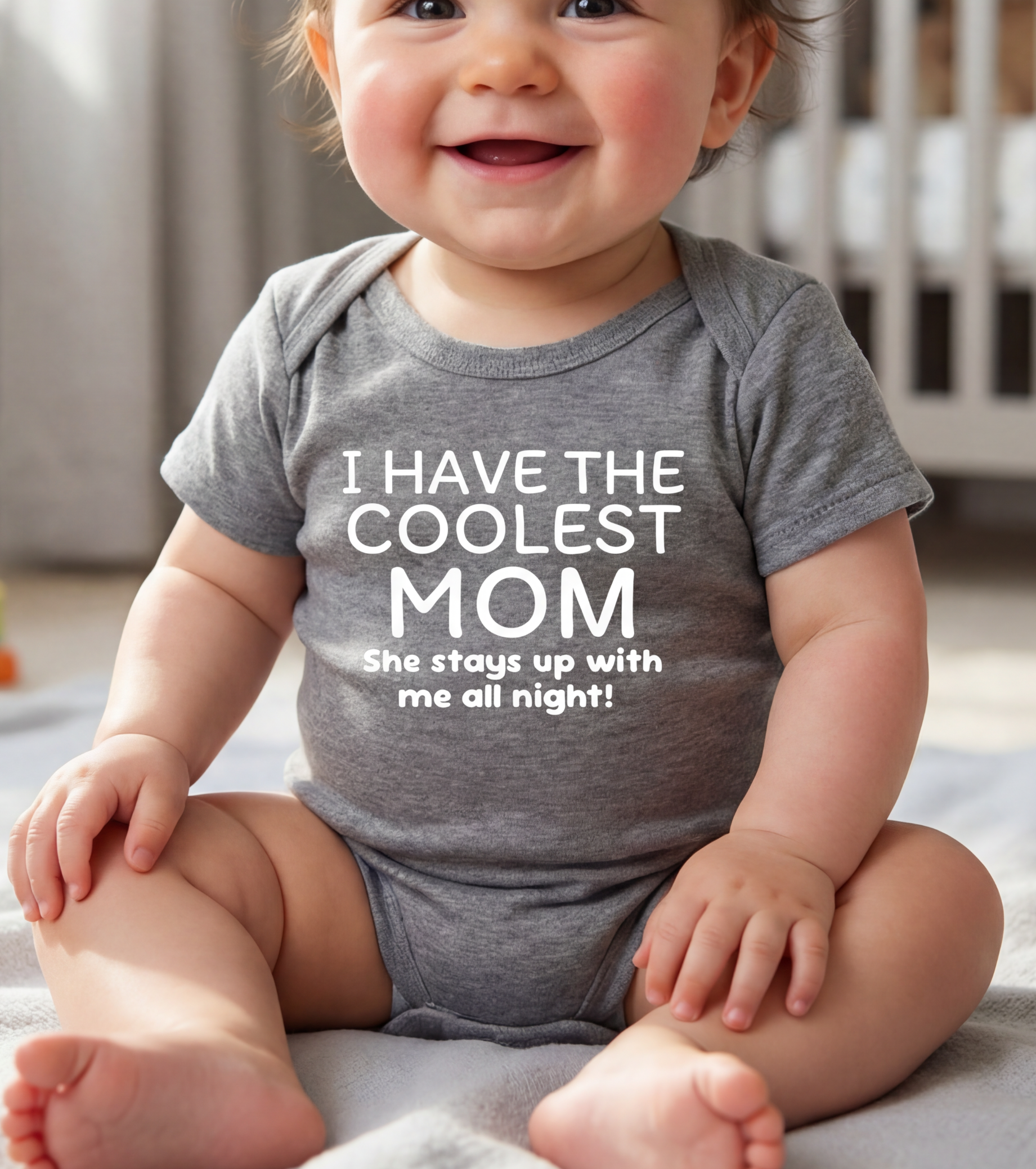 I Have the Coolest Mom She Stays Up with Me All Night - Adult & Kids T-Shirts, Sweatshirts & Hoodies apparel design preview 1