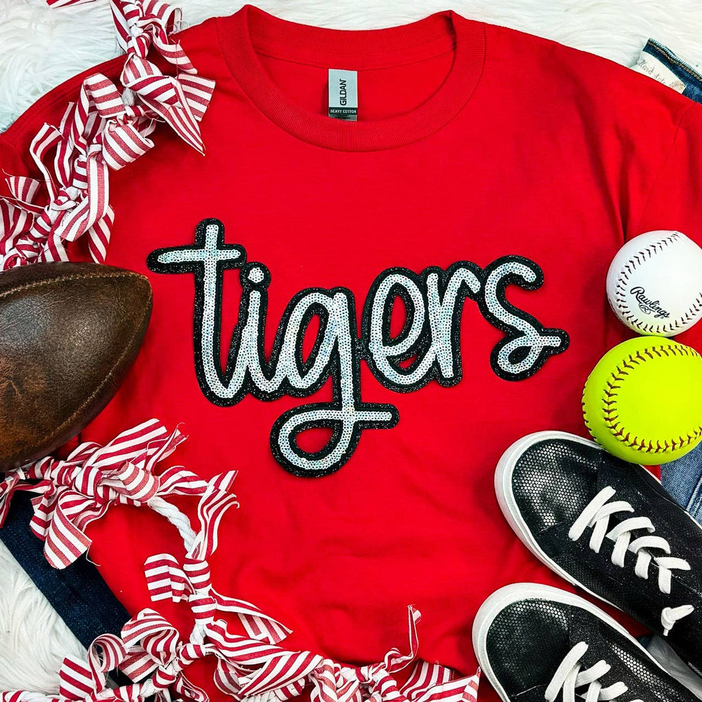 Tigers Sequin Patch Red Everyday - Adult & Kids T-Shirts, Sweatshirts & Hoodies apparel design preview 1