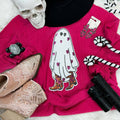 Sequins Cowgirl Ghost Patch Trendy Ribbed Crewneck - Adult & Kids T-Shirts, Sweatshirts & Hoodies apparel design preview 1
