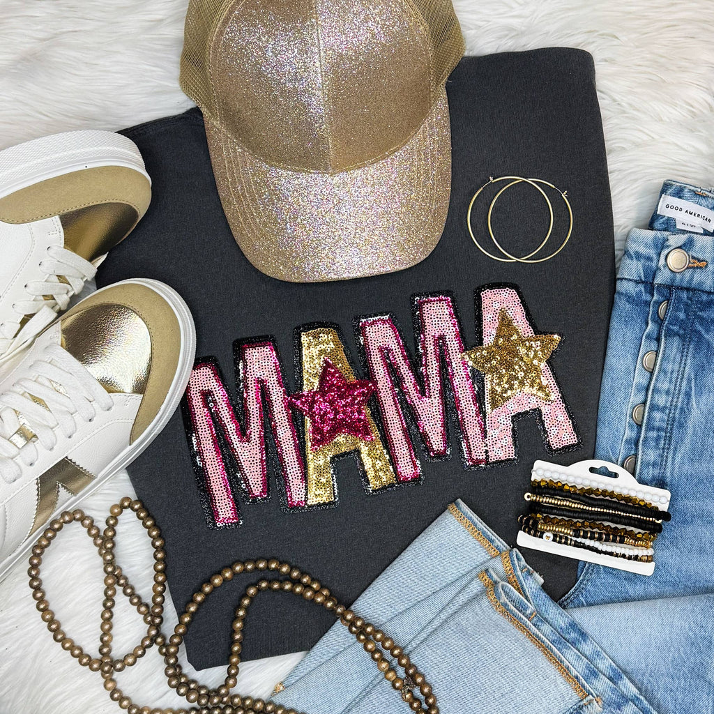 Mama Pink and Gold Sequin - Adult & Kids T-Shirts, Sweatshirts & Hoodies apparel design preview 1