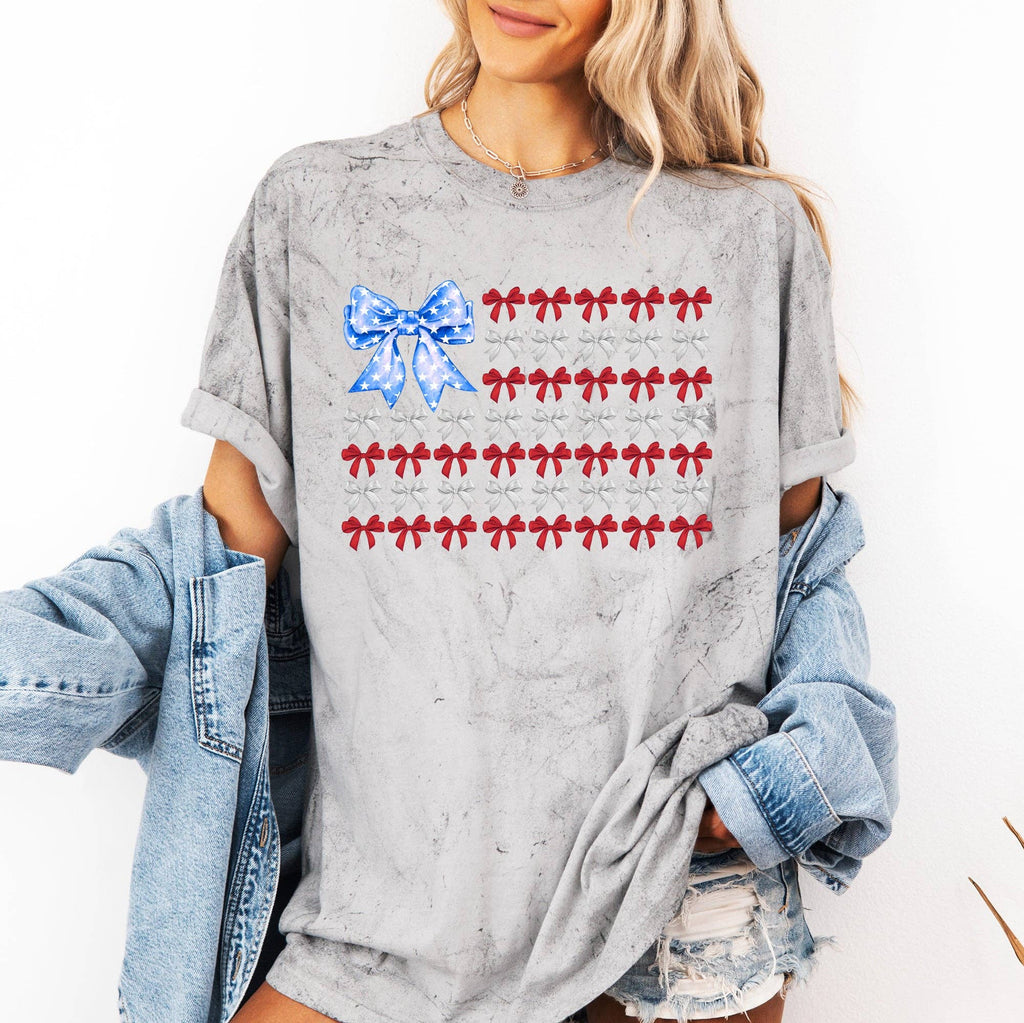 Patriotic Bows, Flag, USA, America, Color Blast - Adult & Kids T-Shirts, Sweatshirts & Hoodies apparel design preview 1