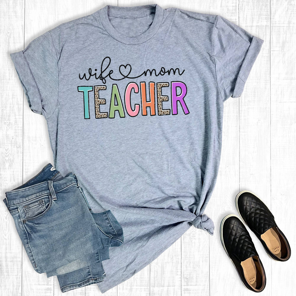 Wife Mom Teacher Graphic - Adult & Kids T-Shirts, Sweatshirts & Hoodies apparel design preview 1