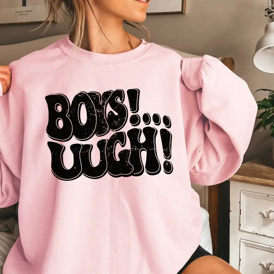 Boys Ugh Anti Valentine Preppy Graphic Crewneck - Adult & Kids T-Shirts, Sweatshirts & Hoodies apparel design preview 1