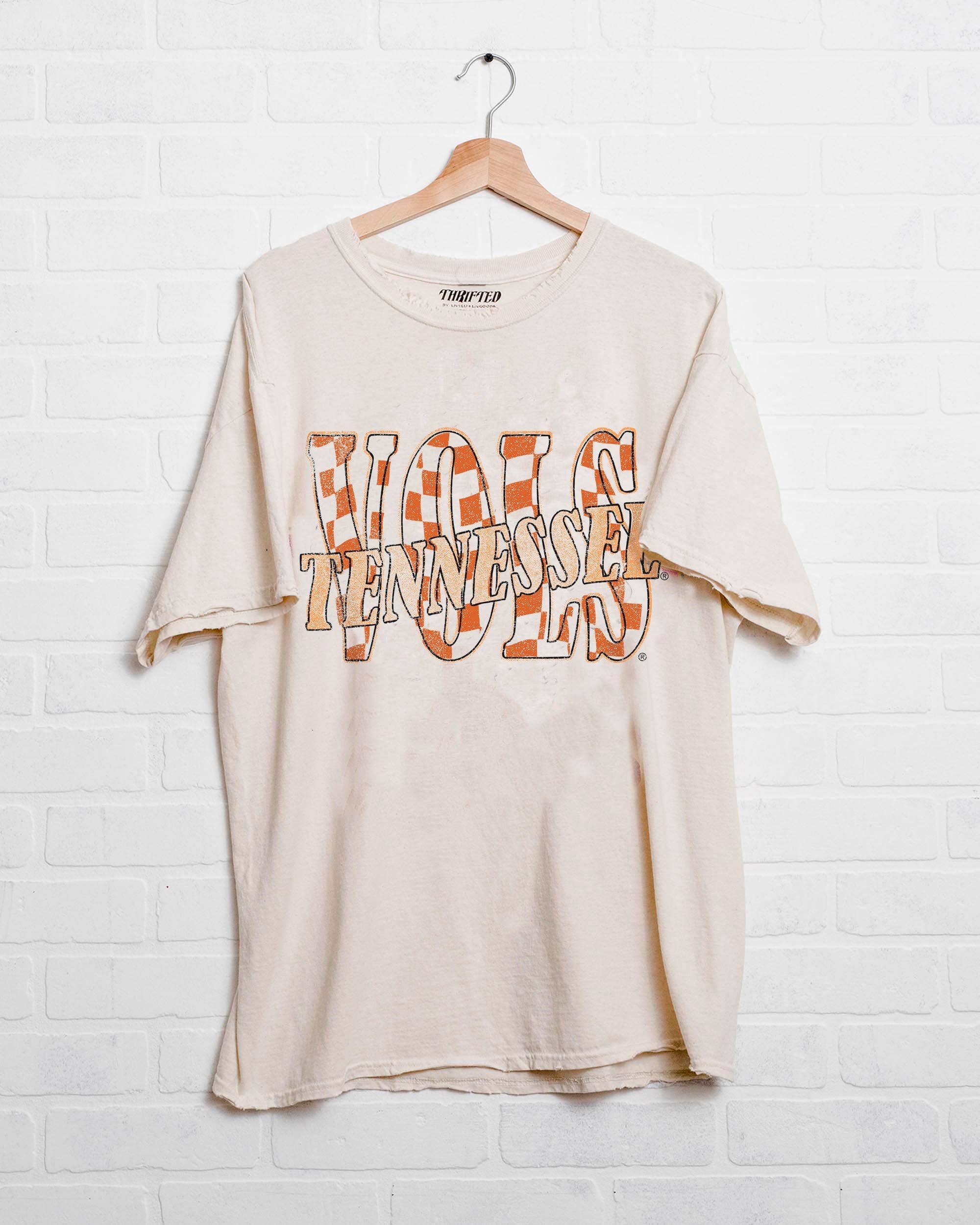 Tennessee Vols Twisted Check Off White Thrifted - Adult & Kids T-Shirts, Sweatshirts & Hoodies apparel design preview 1