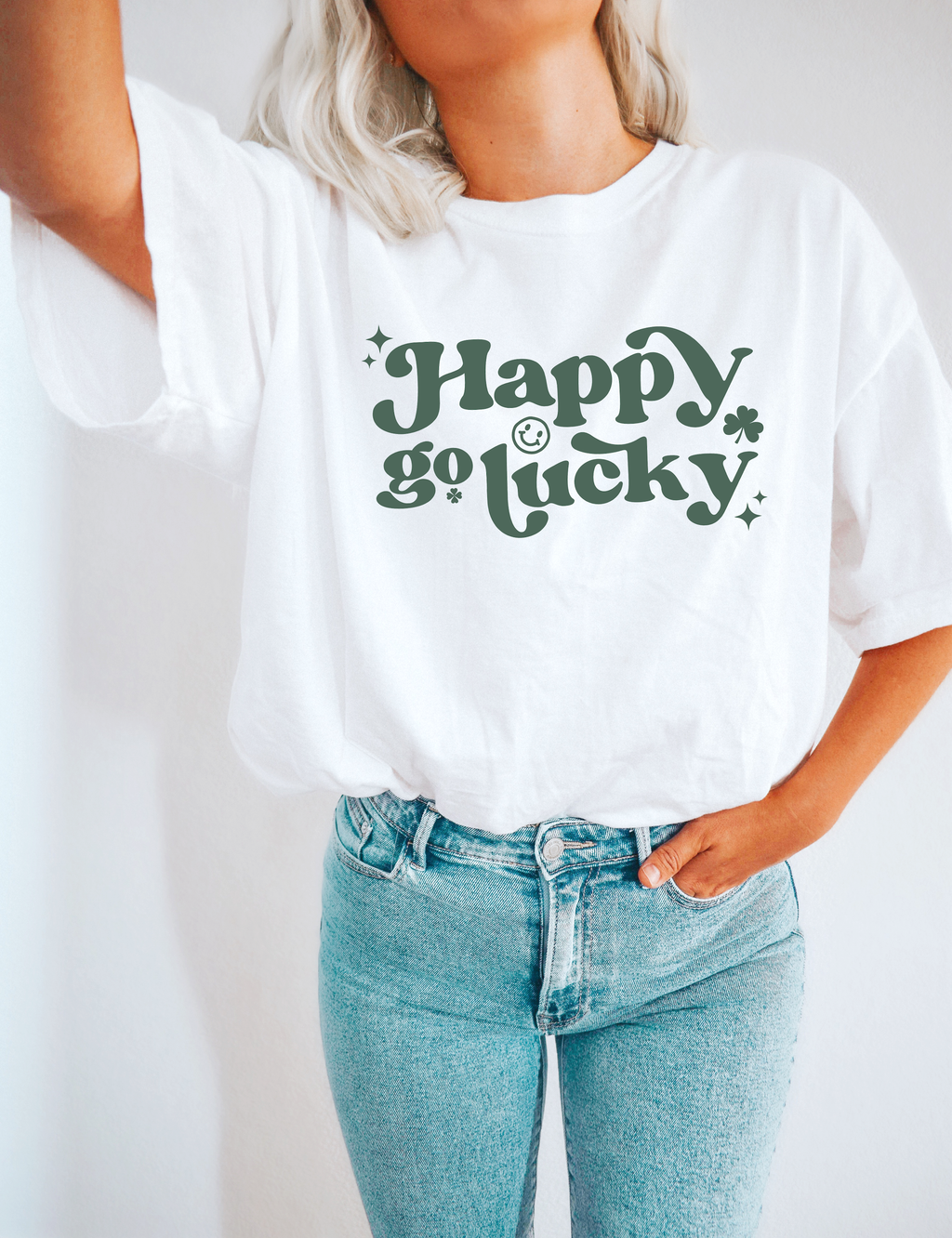 Happy Go Lucky, St. Patricks Day Trendy - Adult & Kids T-Shirts, Sweatshirts & Hoodies apparel design preview 1