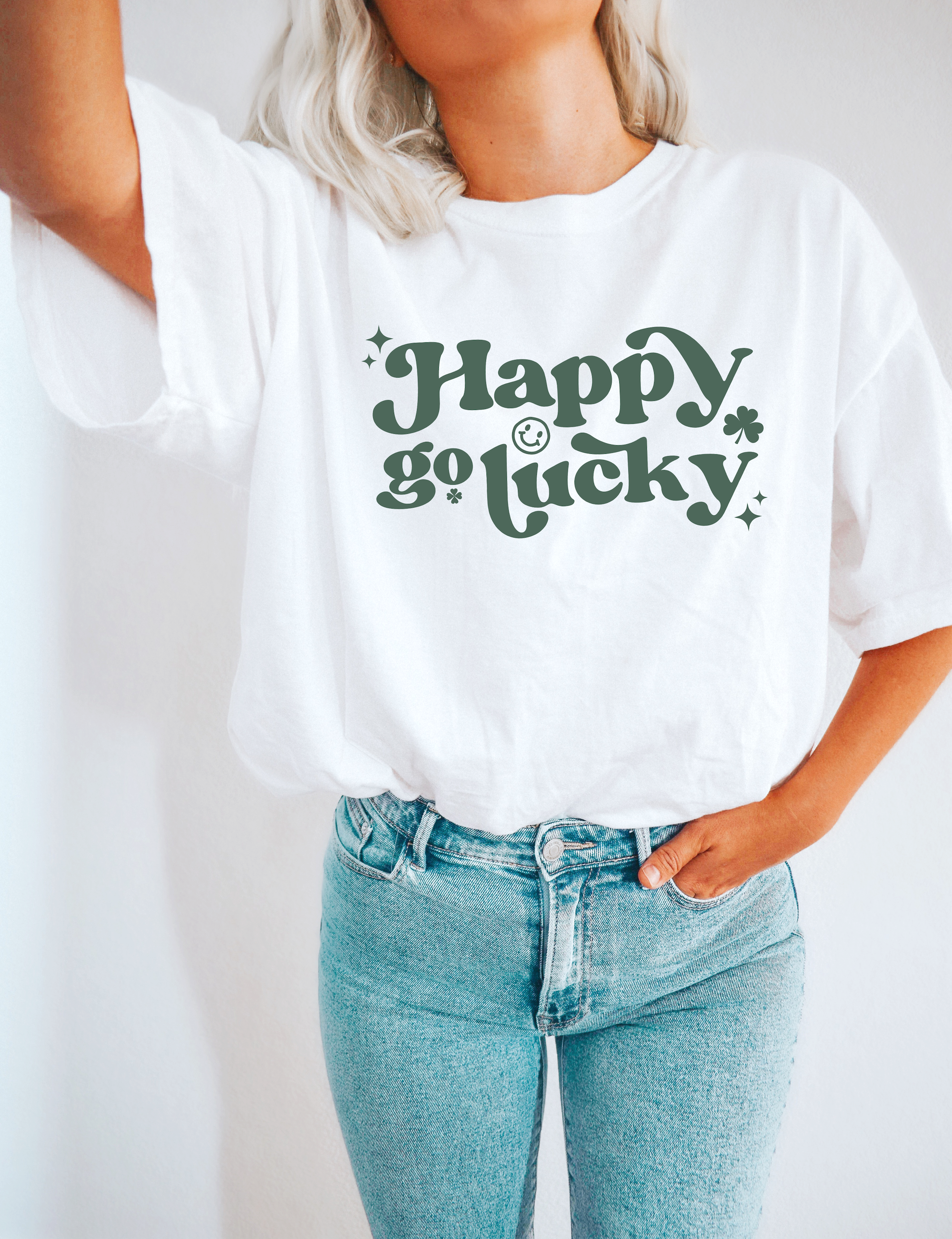 Happy Go Lucky, St. Patricks Day Trendy - Adult & Kids T-Shirts, Sweatshirts & Hoodies apparel design preview 1