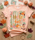 Boho Hello Fall Collage Peach Seasonal Graphic - Adult & Kids T-Shirts, Sweatshirts & Hoodies apparel design preview 1