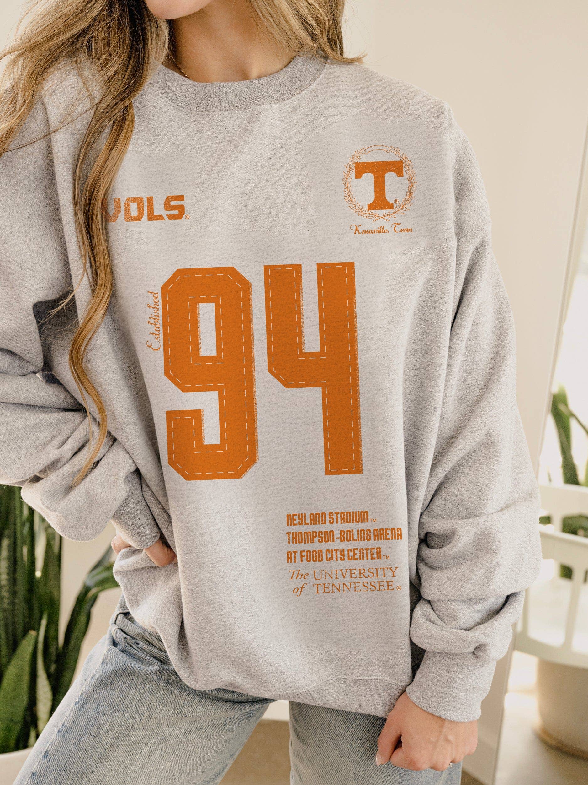 Tennessee Vols Crest Stamp Ash Gray Thrifted - Adult & Kids T-Shirts, Sweatshirts & Hoodies apparel design preview 1