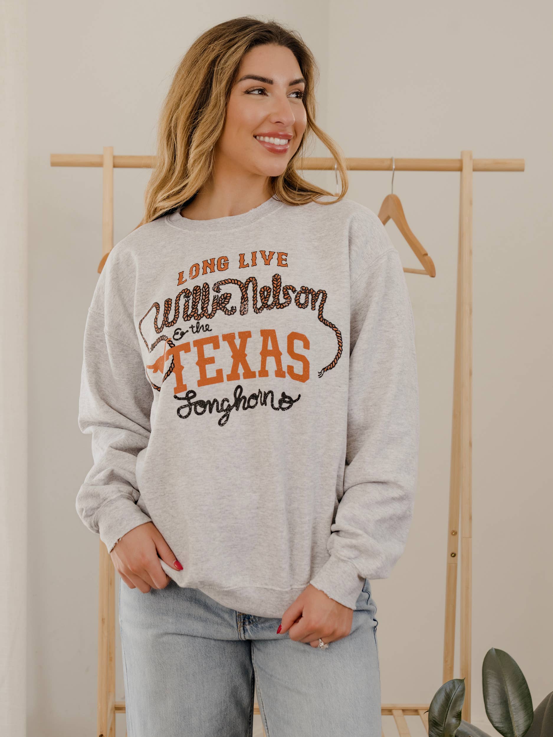 Long Live Willie Nelson Texas Longhorns Thrifted S/S - Adult & Kids T-Shirts, Sweatshirts & Hoodies apparel design preview 1